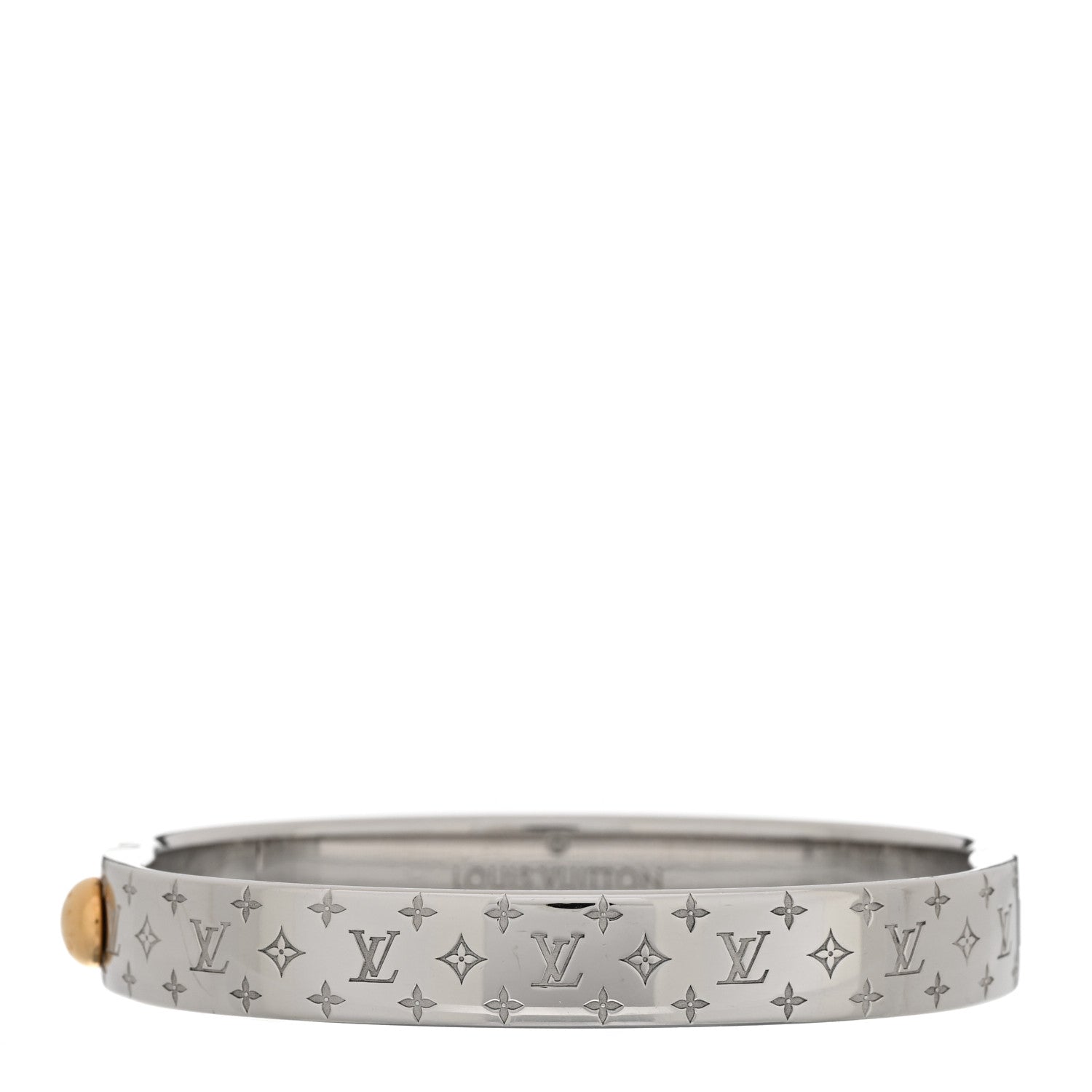 Louis Vuitton Brass Palladium Plated Nanogram Cuff M Silver 1 of 6