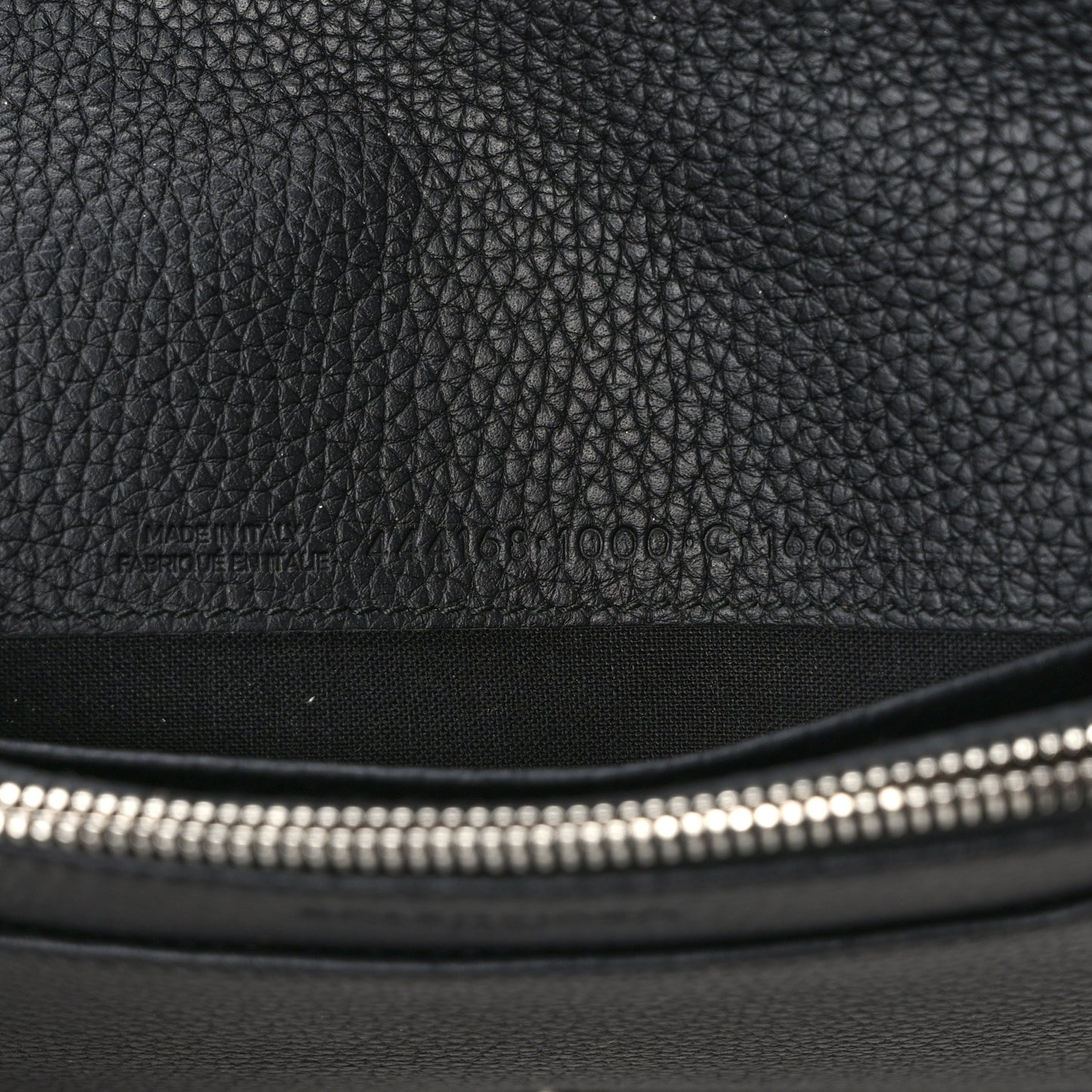 Grained Calfskin Classic Silver Hardware Wallet on Chain Black