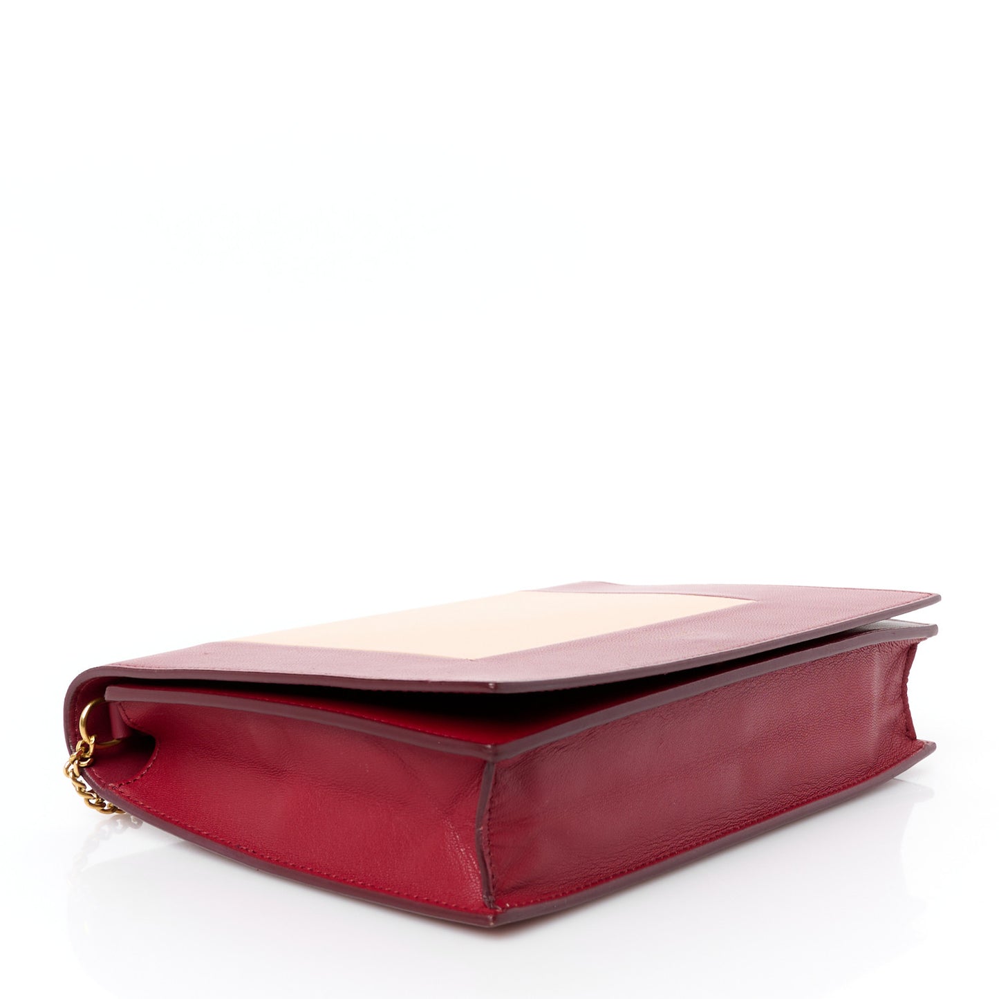 Smooth Lambskin Frame Evening Chain Clutch Ruby Nude