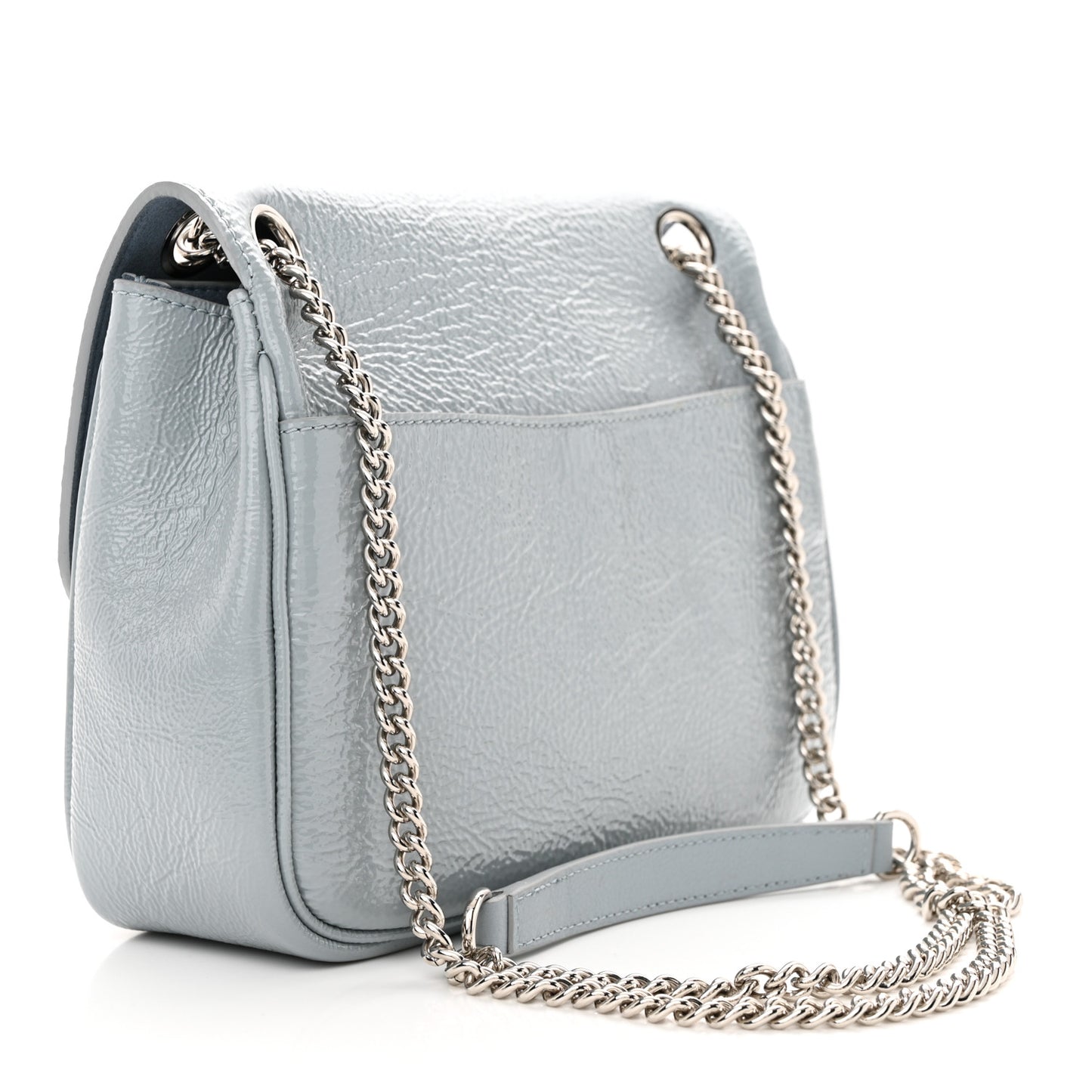 Spongy Patent Calfskin Small Darley Shoulder Bag Cloud Blue