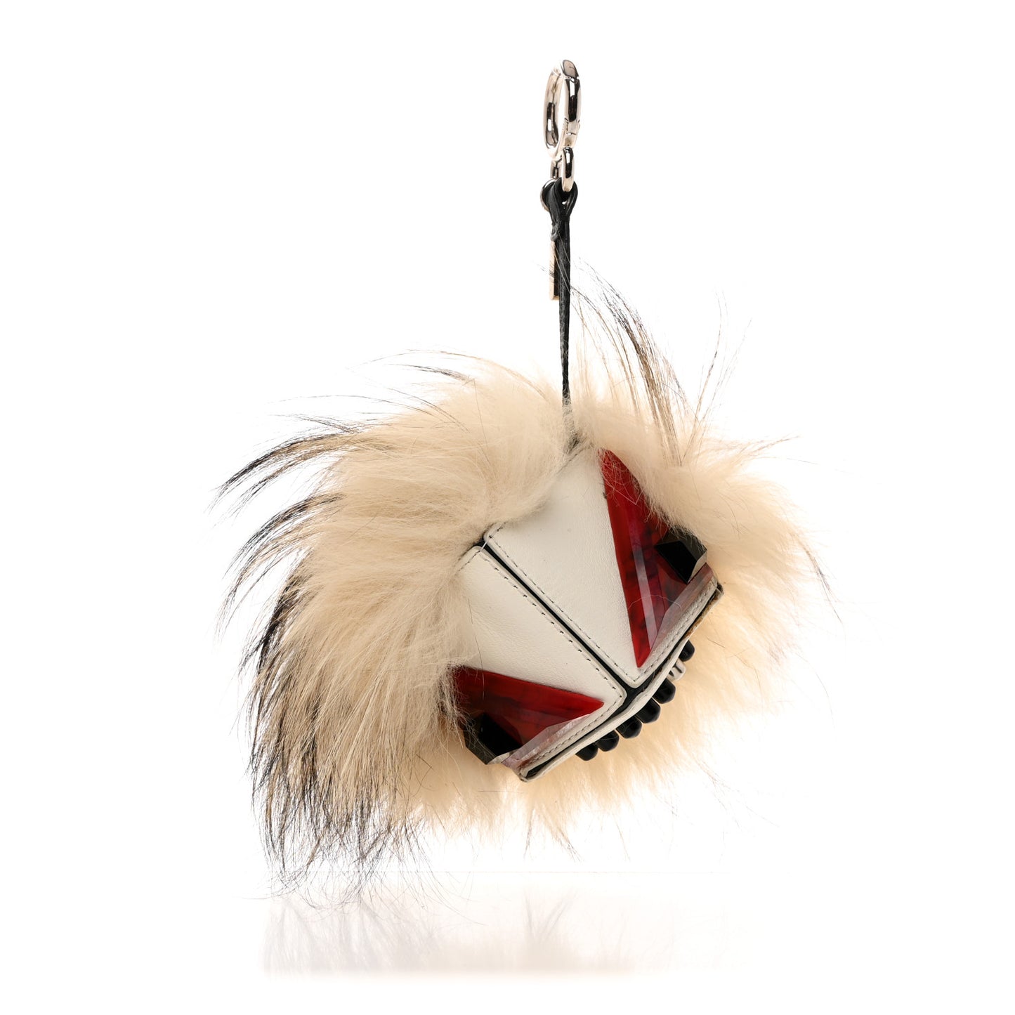 Vitello Flamingo Fox Fur Flurry Monster Bag Bug Cube Charm White