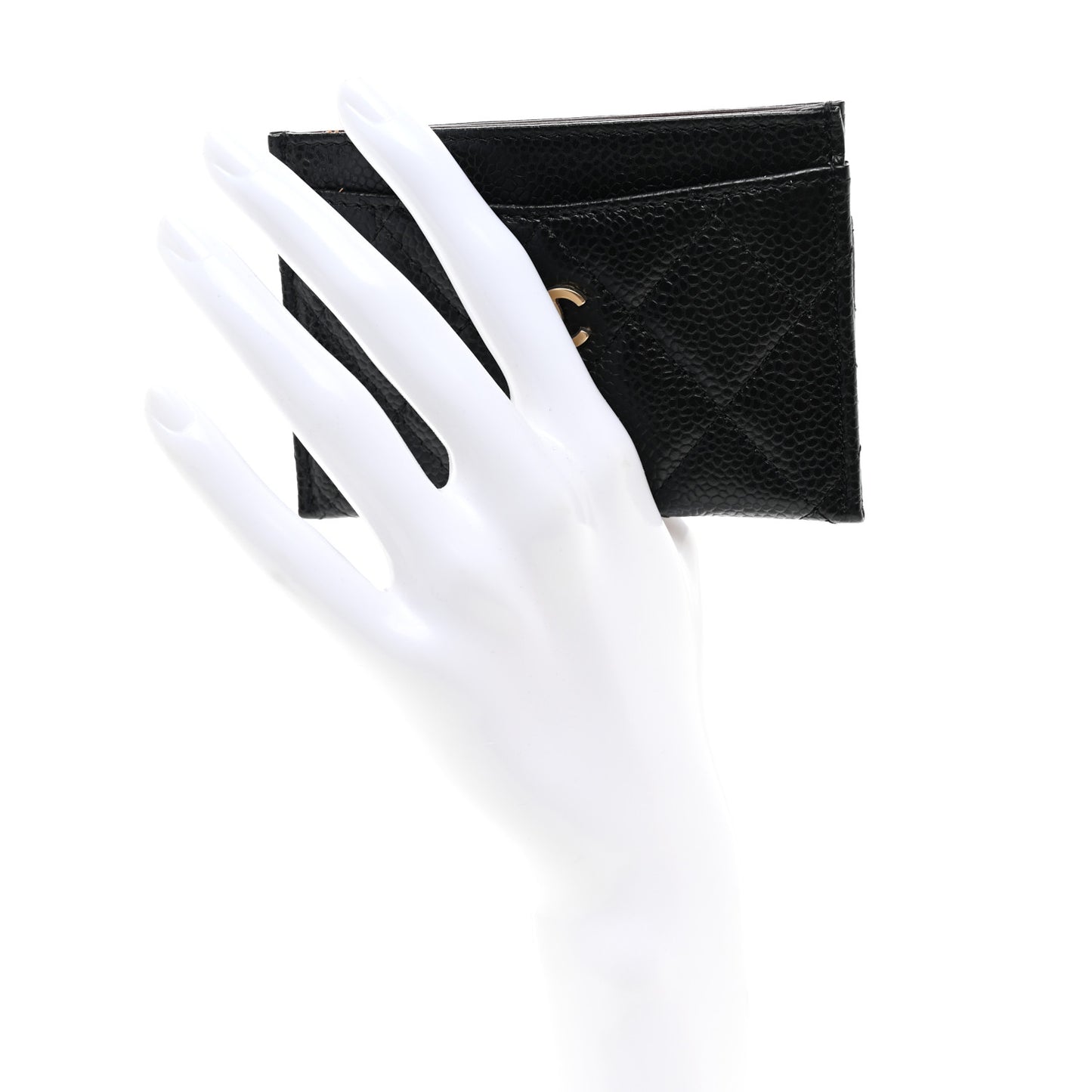 Caviar Quilted Card Holder Black
