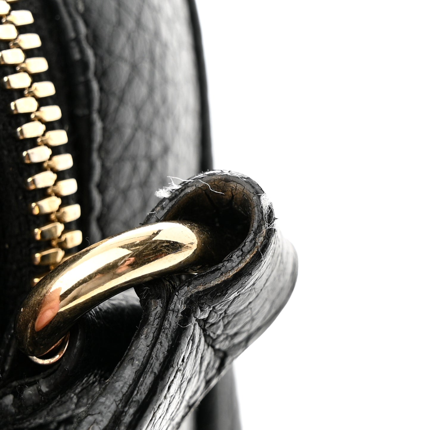 Pebbled Calfskin Small Soho Disco Bag Black