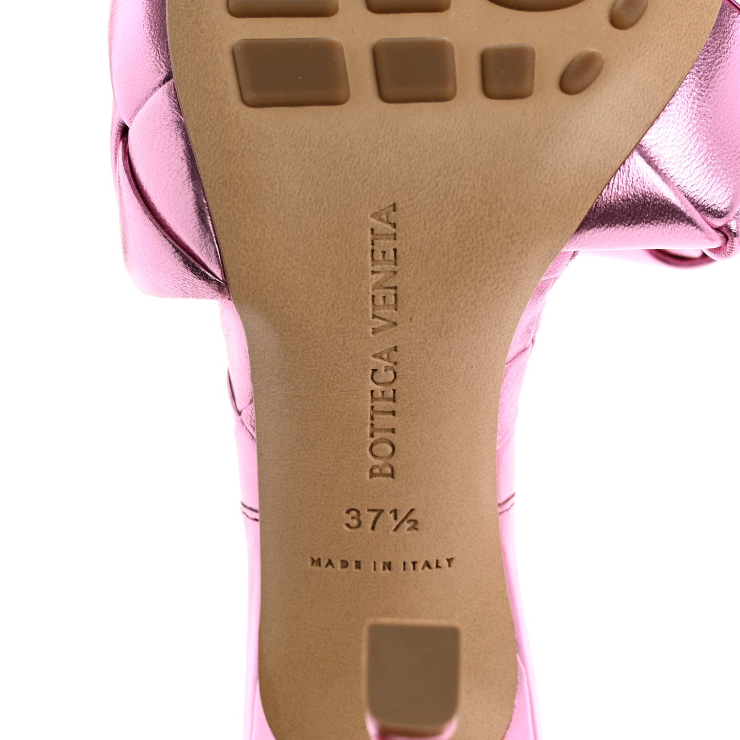 Metallic Nappa Maxi Intrecciato Lido 90mm Mule Sandals 37.5 Azalea
