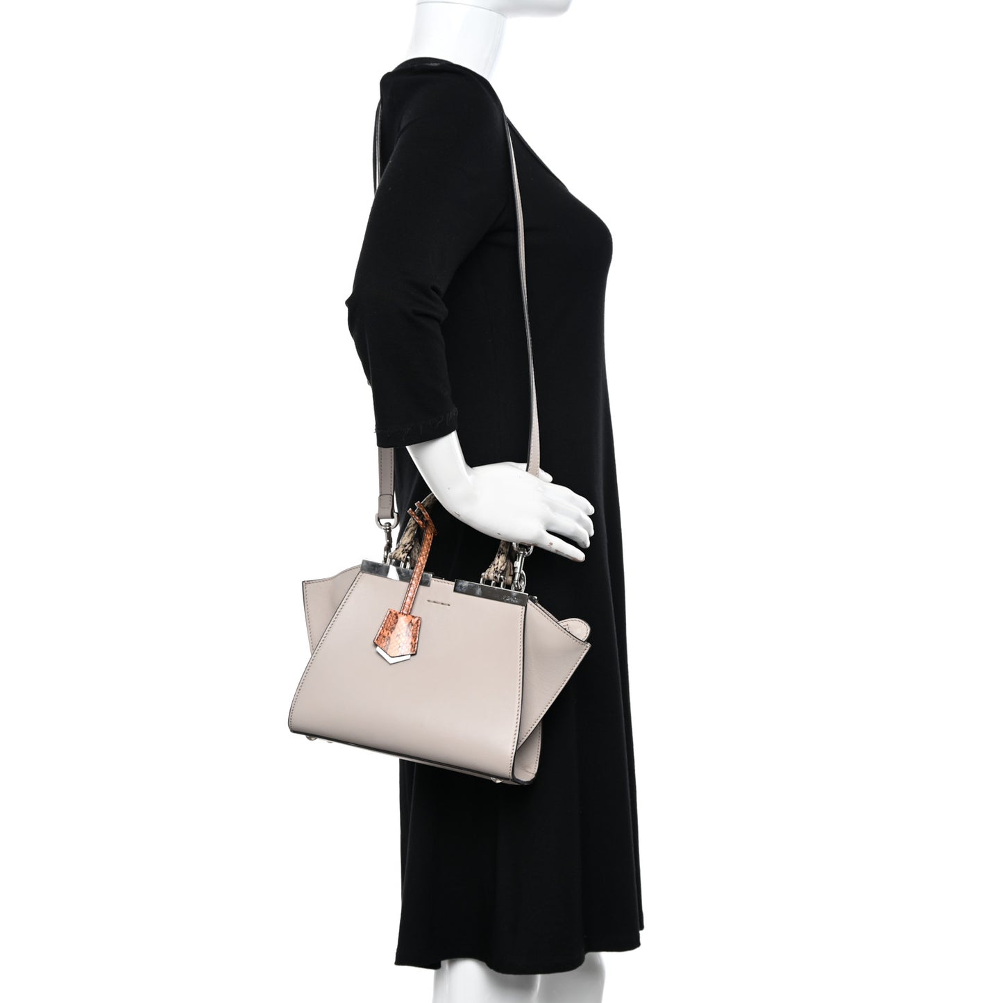 Vitello Dolce Elaphe Bi-Color Mini 3jours Tote Grigio Polvere Arancio Taupe
