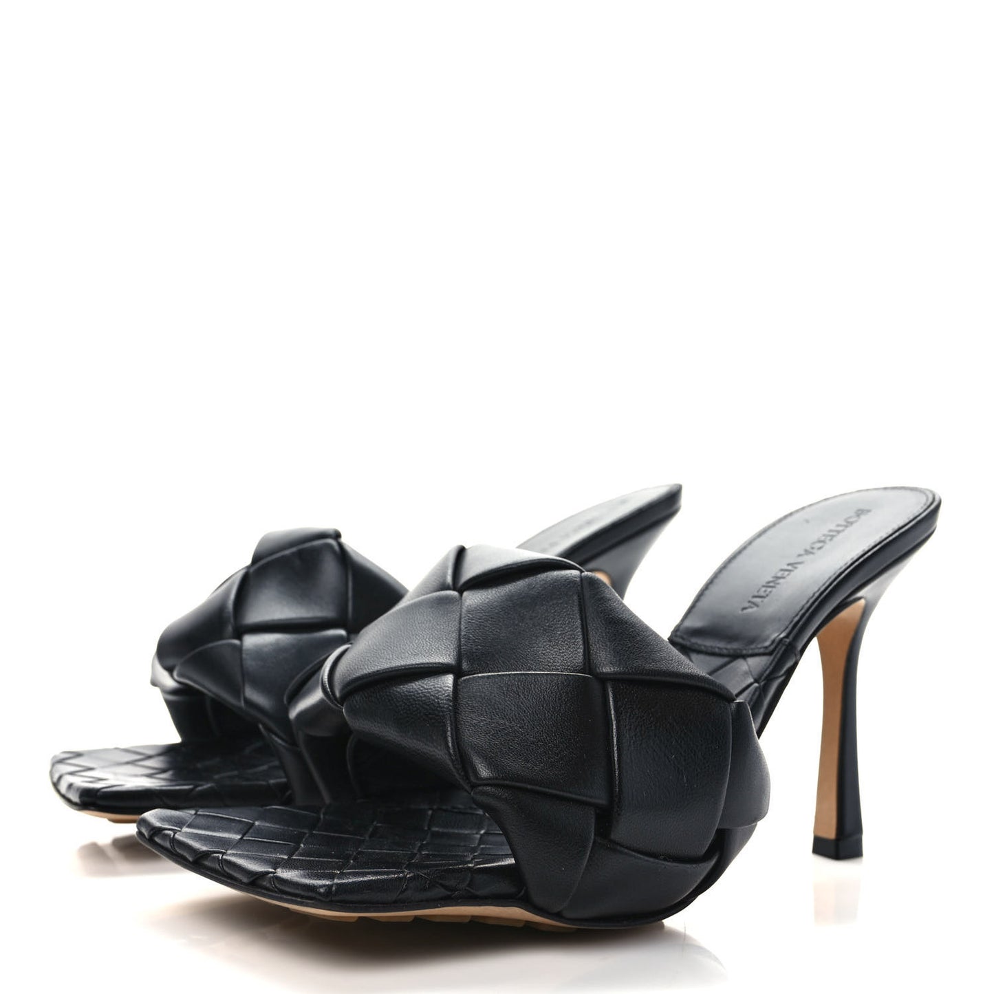 Nappa Maxi Intrecciato Lido Mule Sandals 38 Black