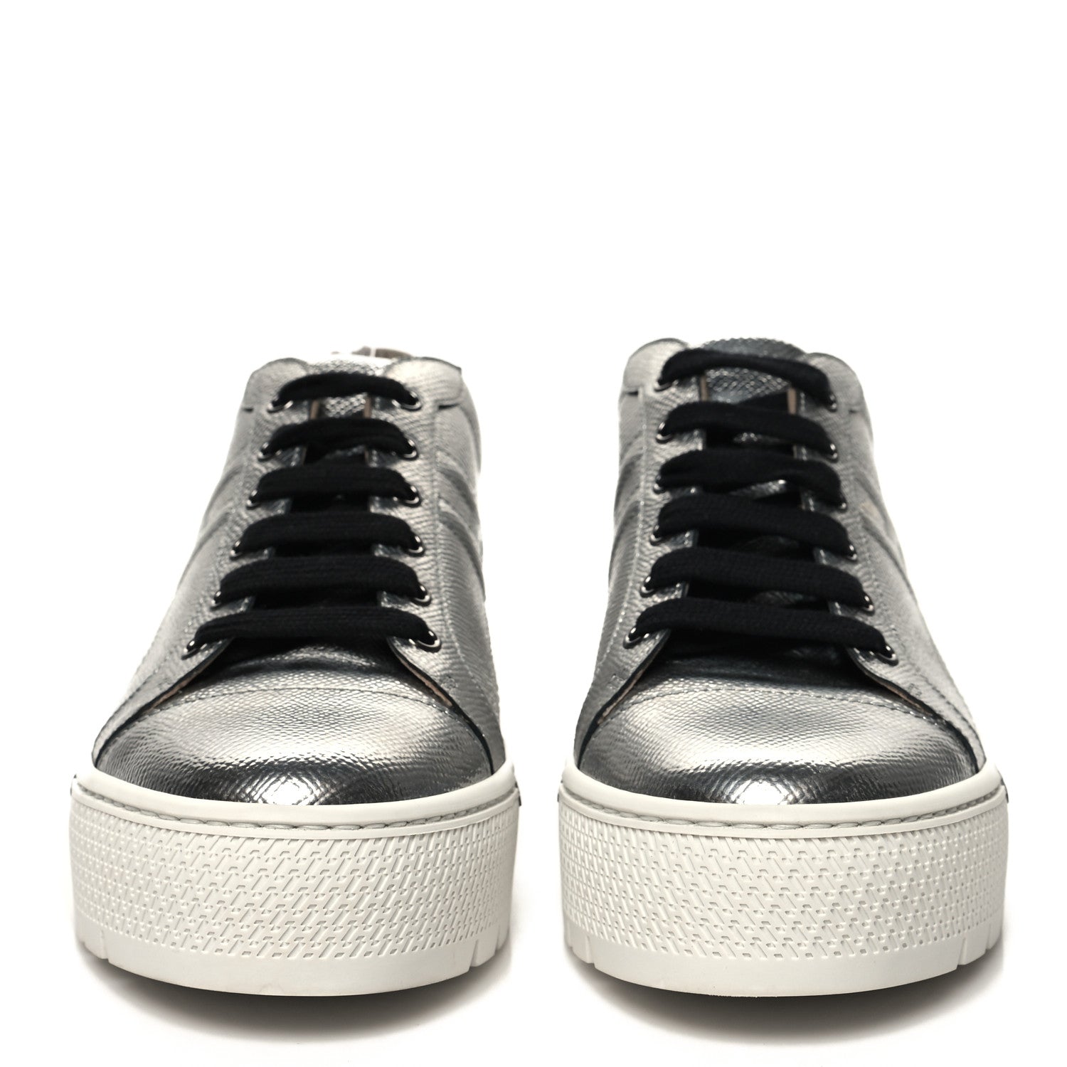 Hermes Metallic Epsom Womens Voltage Sneakers 39 Gris Argente Vieilli Black 2 of 8