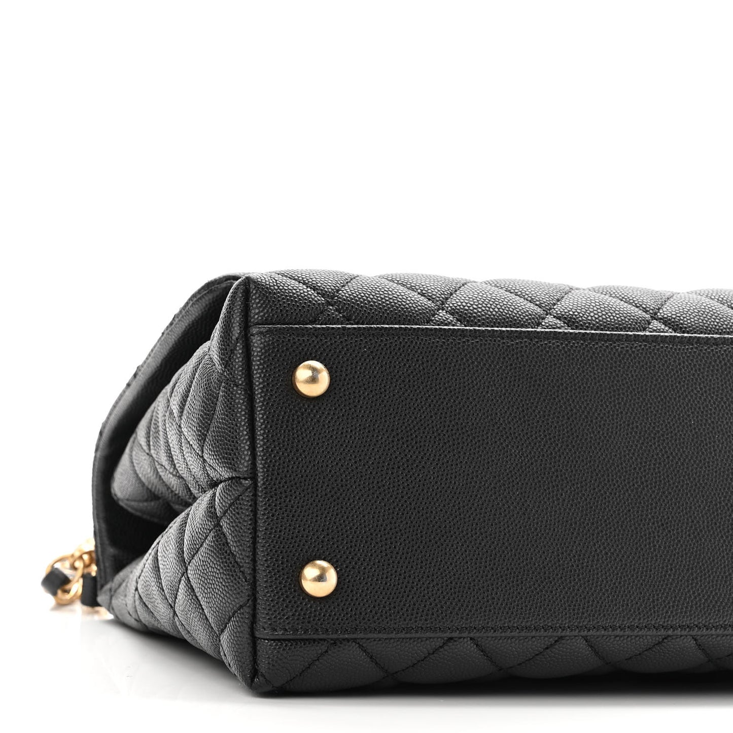 Caviar Lizard Embossed Quilted Small Coco Handle Flap Black