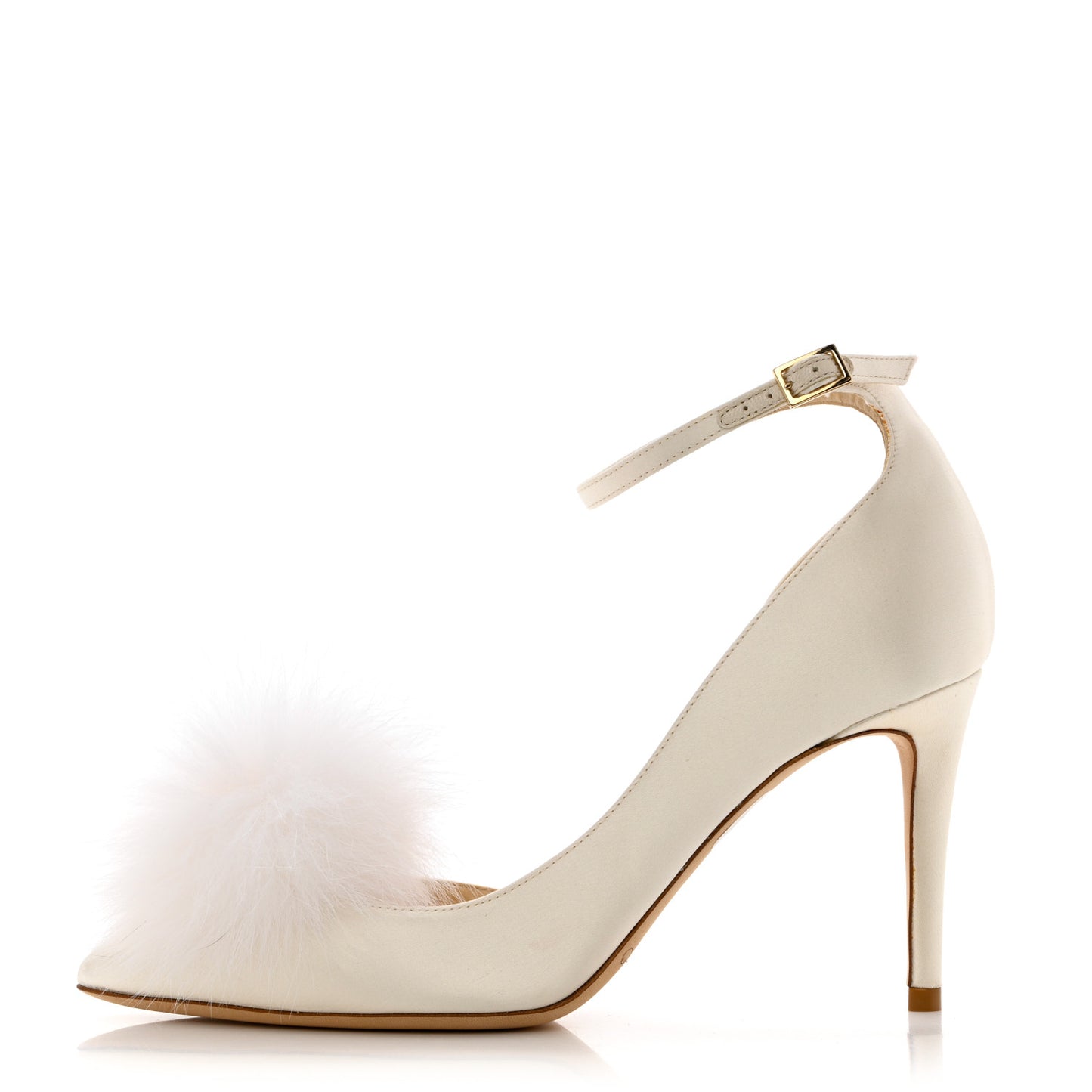 Satin Faux Fur Rosa 100 Pom Pom 37 White
