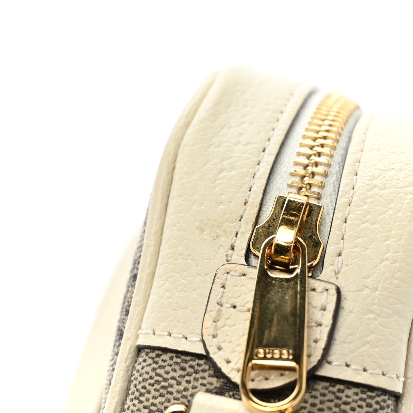 GG Supreme Monogram Textured Calfskin Web Mini Ophidia Shoulder Bag Beige Ebony Mystic White