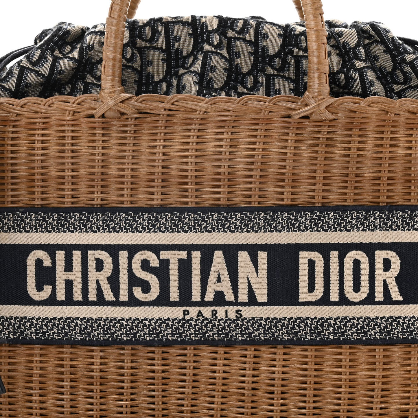 Wicker Oblique Basket Bag Blue