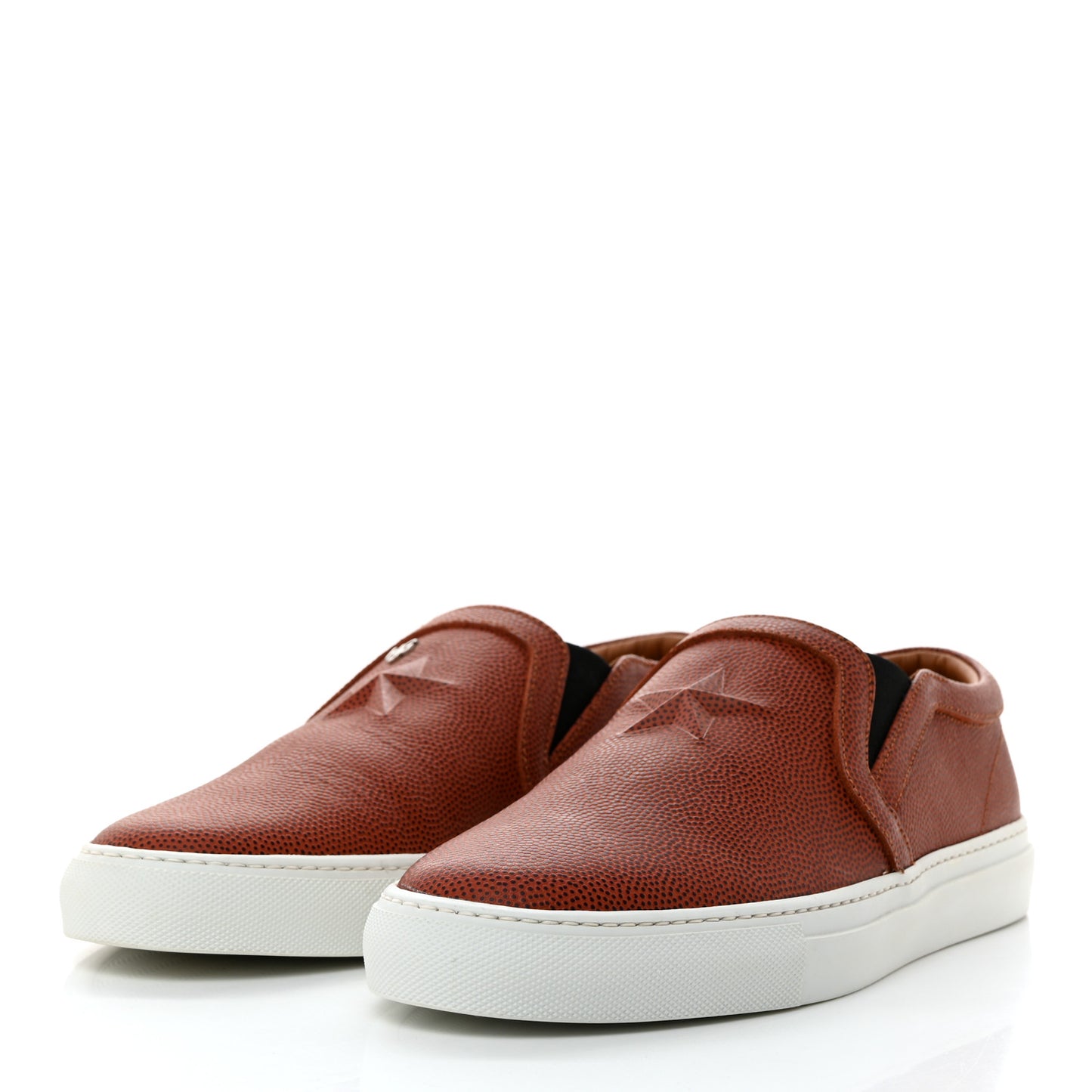 Debossed Calfskin Mens Slip On Basketball Skater Sneakers 41 Brown
