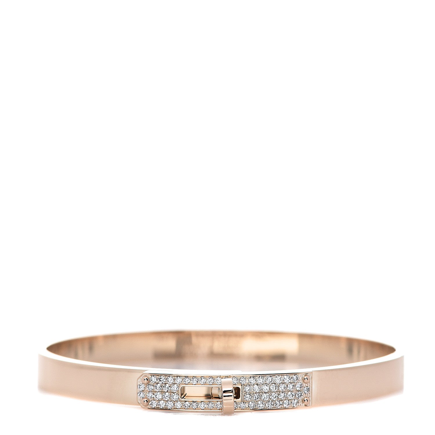 Hermes 18K Rose Gold Diamond PM Kelly Pave Bracelet XS 1 of 4