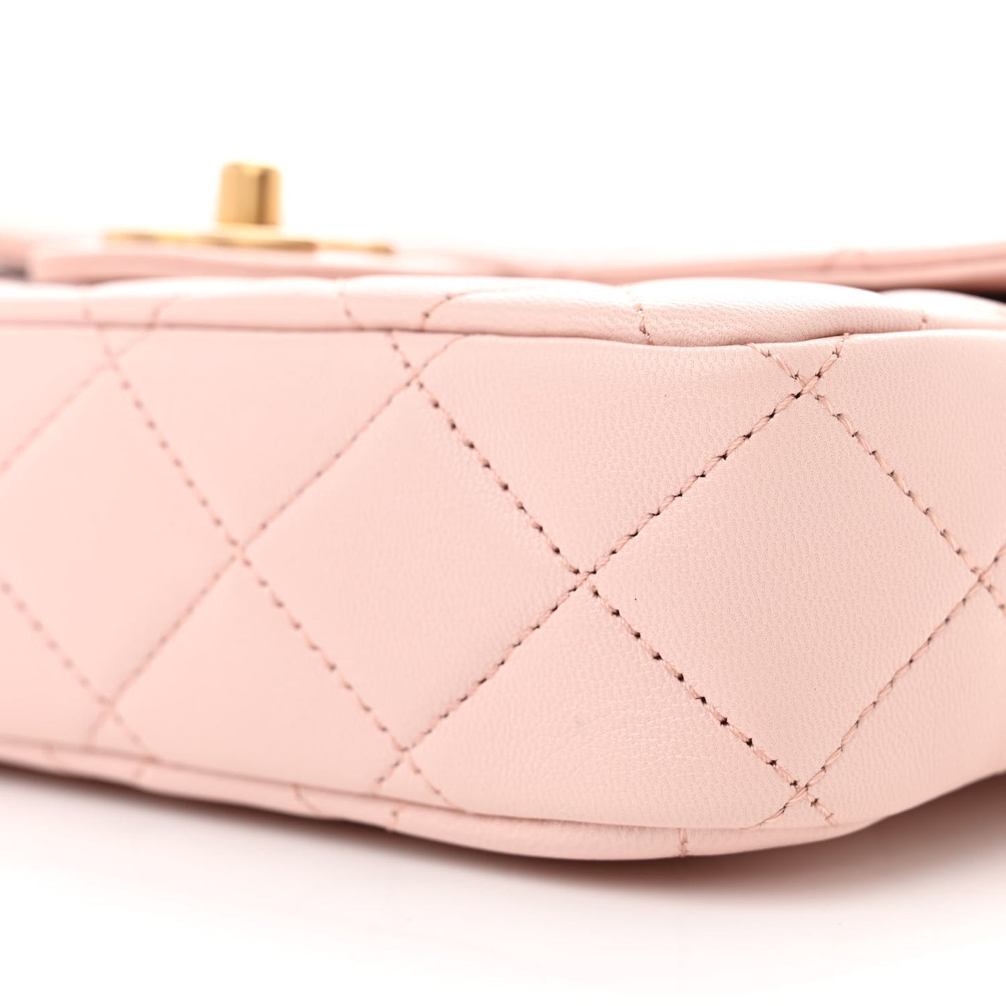 Calfskin Quilted Chain On Chain Flap Light Pink