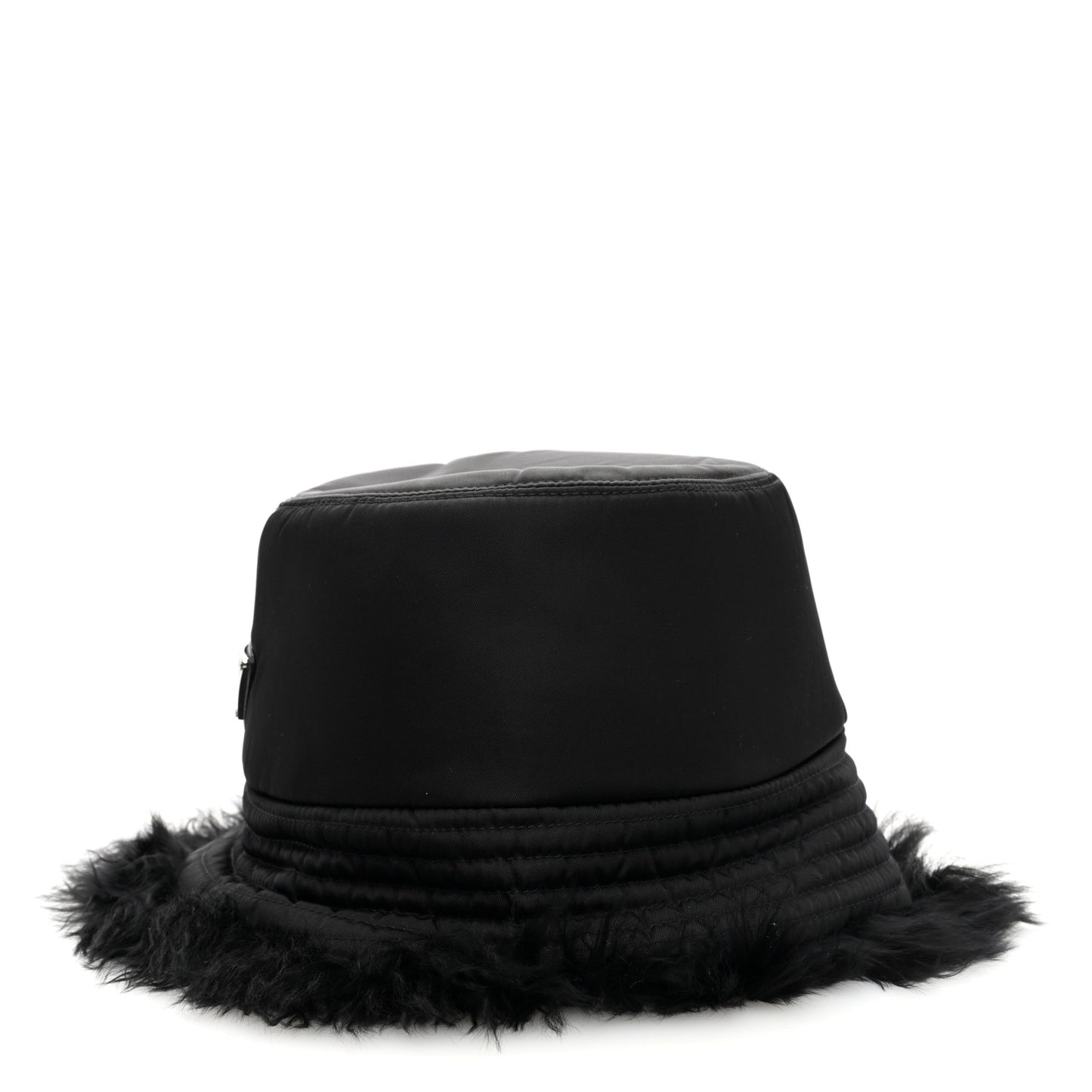 Nylon Alpaca Triangle Womens Bucket Hat M Black