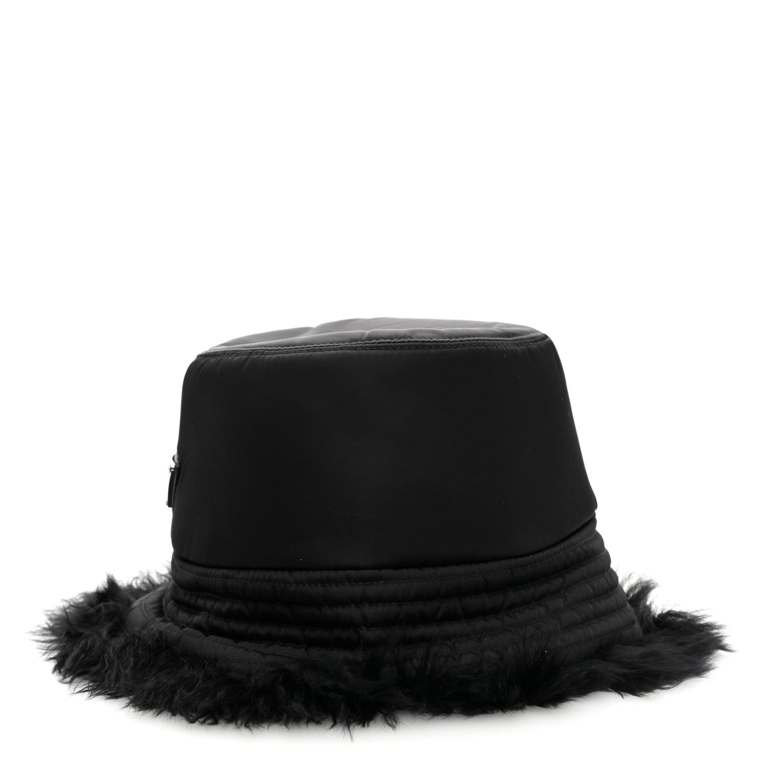 Prada Nylon Alpaca Triangle Womens Bucket Hat M Black 5 of 8
