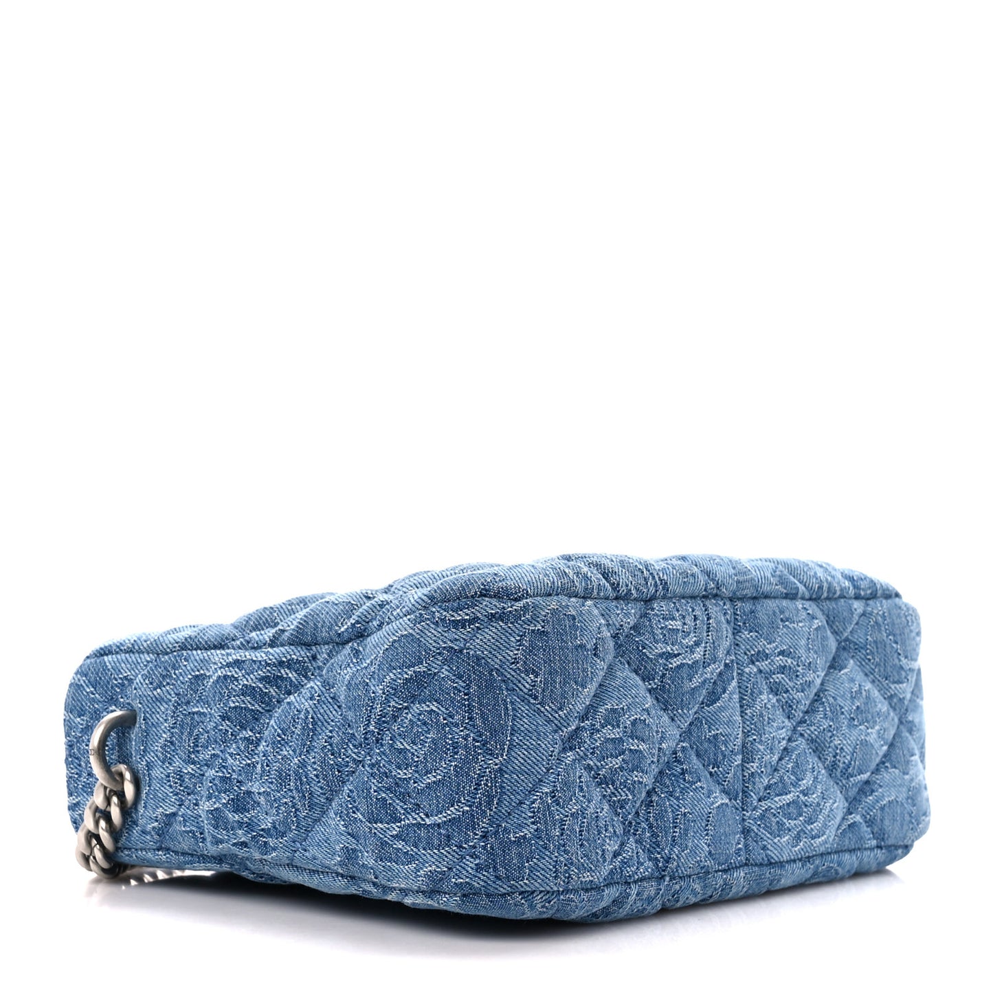 Denim Quilted Camellia Sweetheart Small Hobo Blue