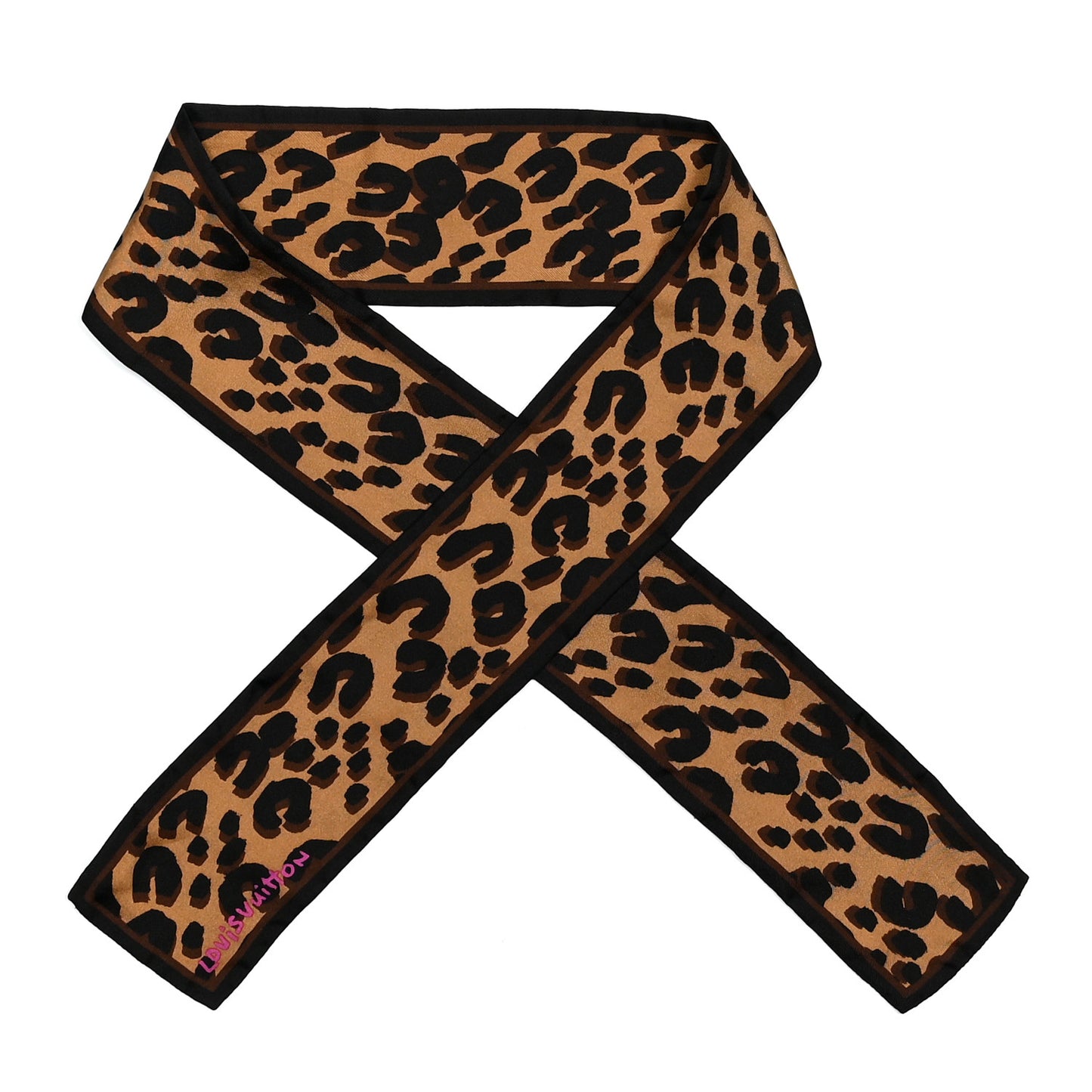Silk Leopard Bandeau Scarf Marron