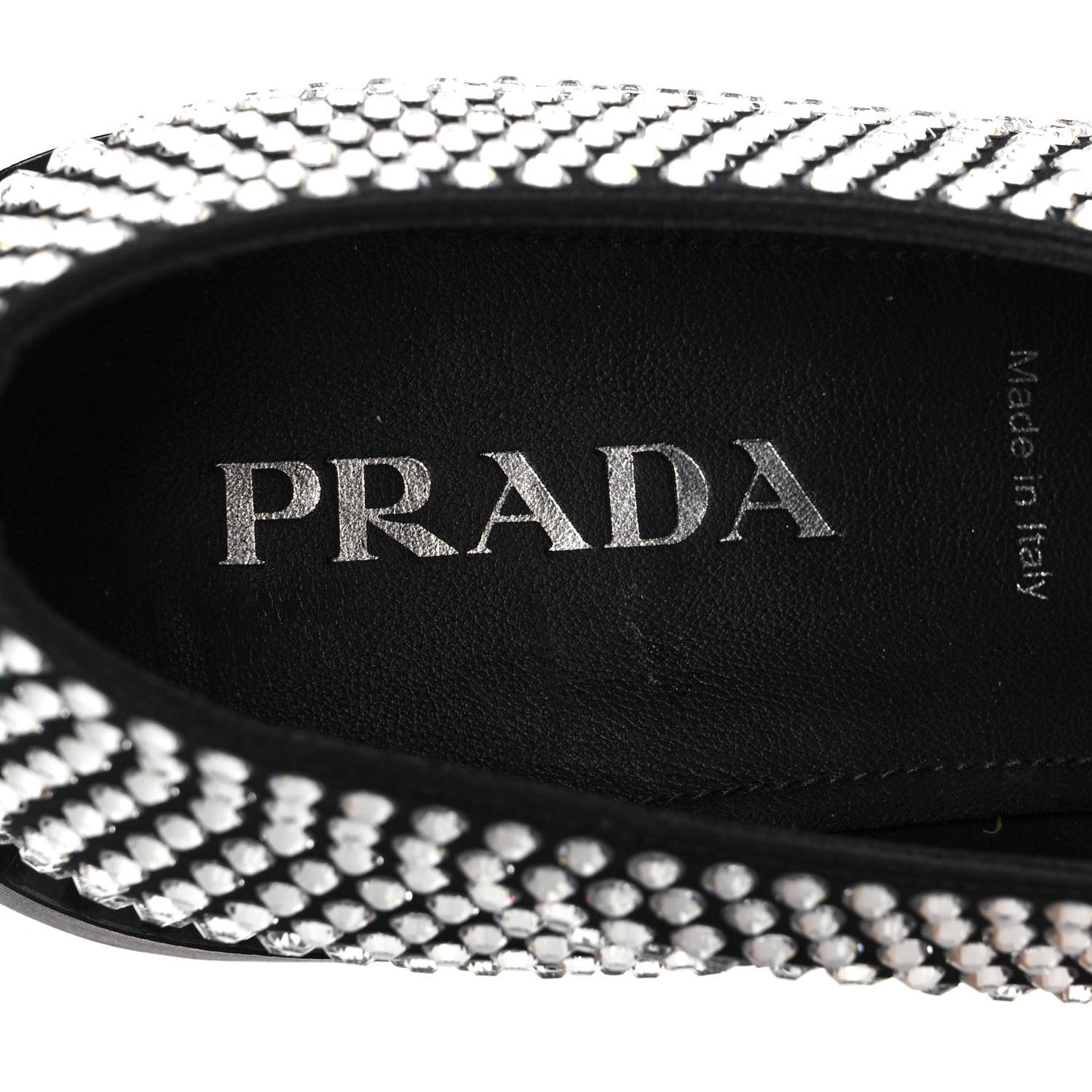 Satin Crystal Metal Triangle Logo Mens Loafers 8 Crystal