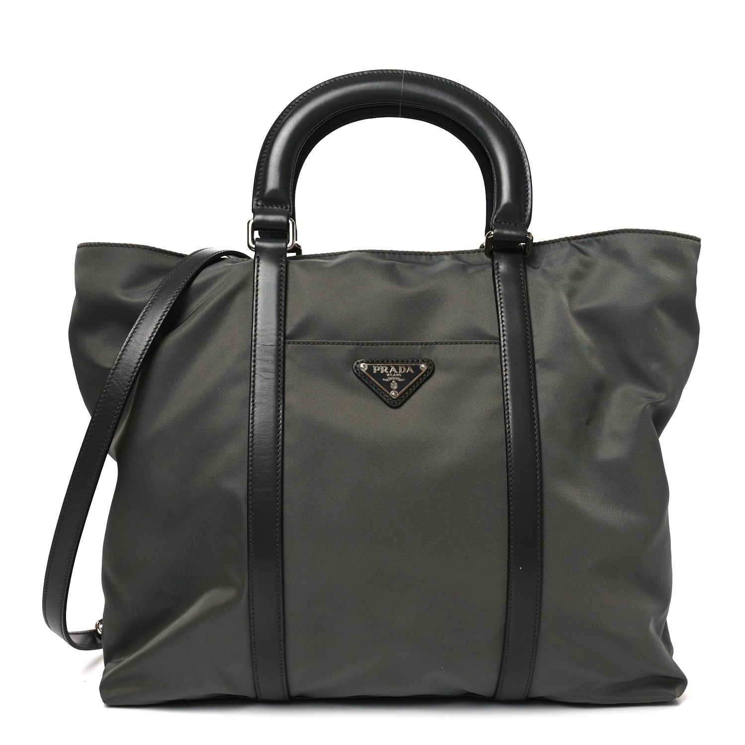 プラダ ナイロン トート（Tessuto） Prada Tessuto Nylon Pocket Tote Grey 1858579 – FASHIONPHILE