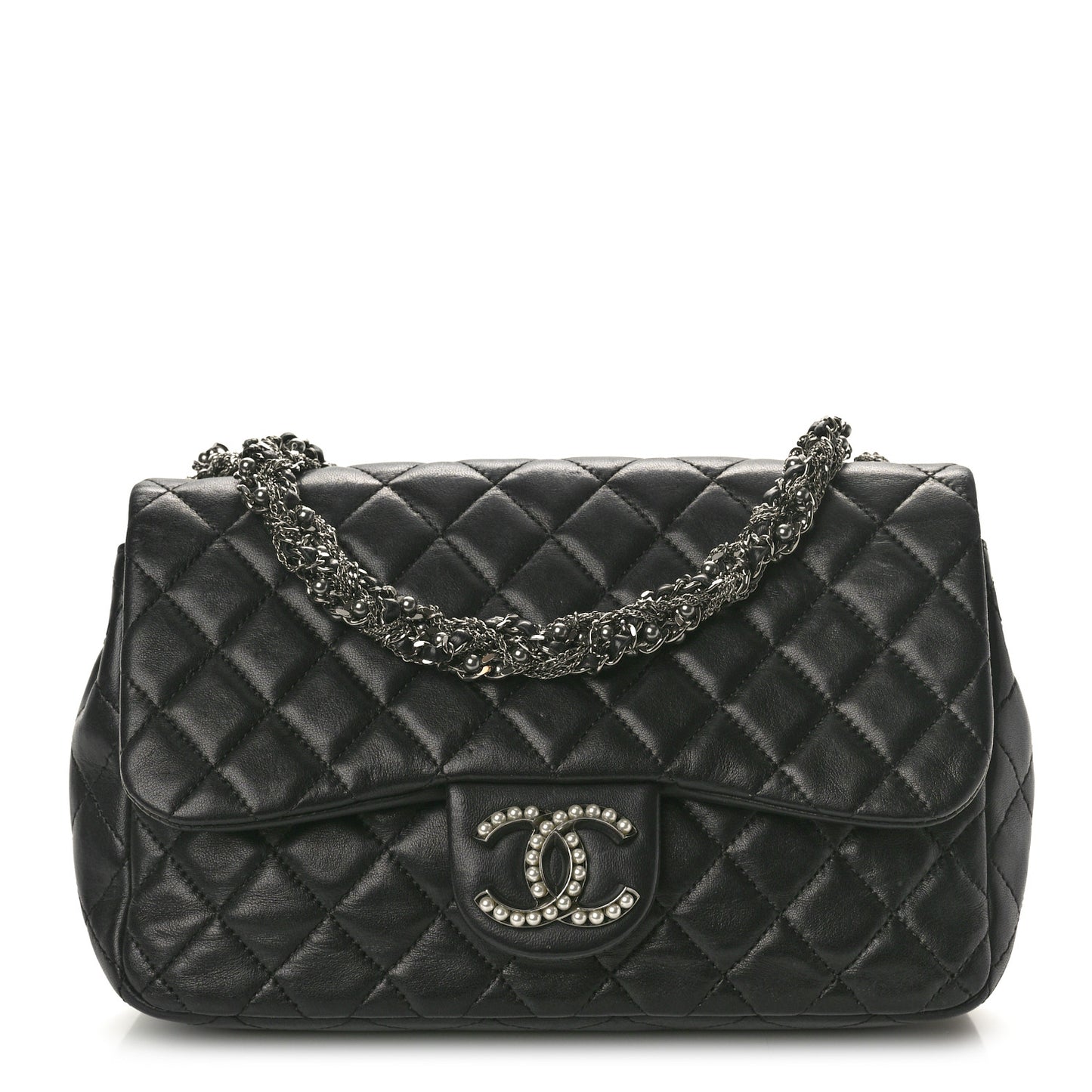 Lambskin Quilted Medium Westminster Pearl Flap Black