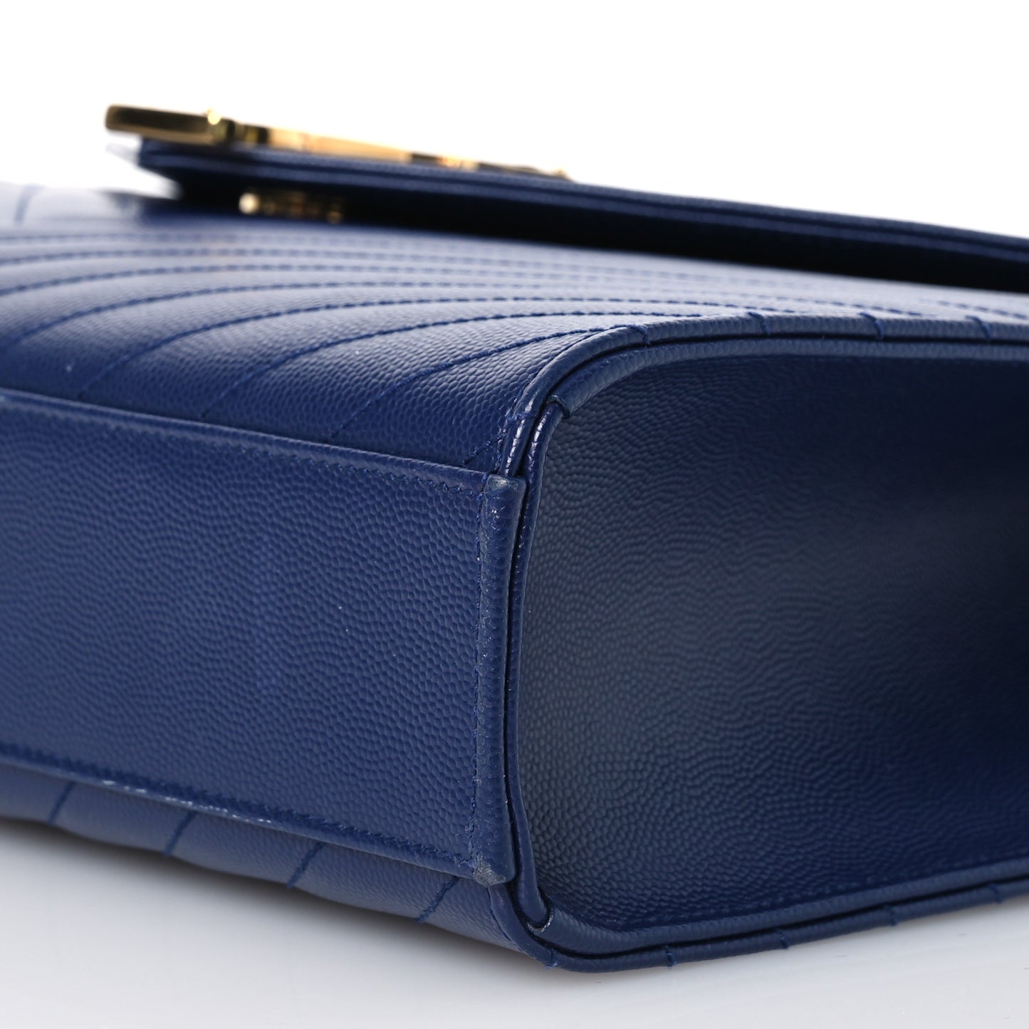 Grain De Poudre Matelasse Chevron Large Monogram Satchel Navy Blue