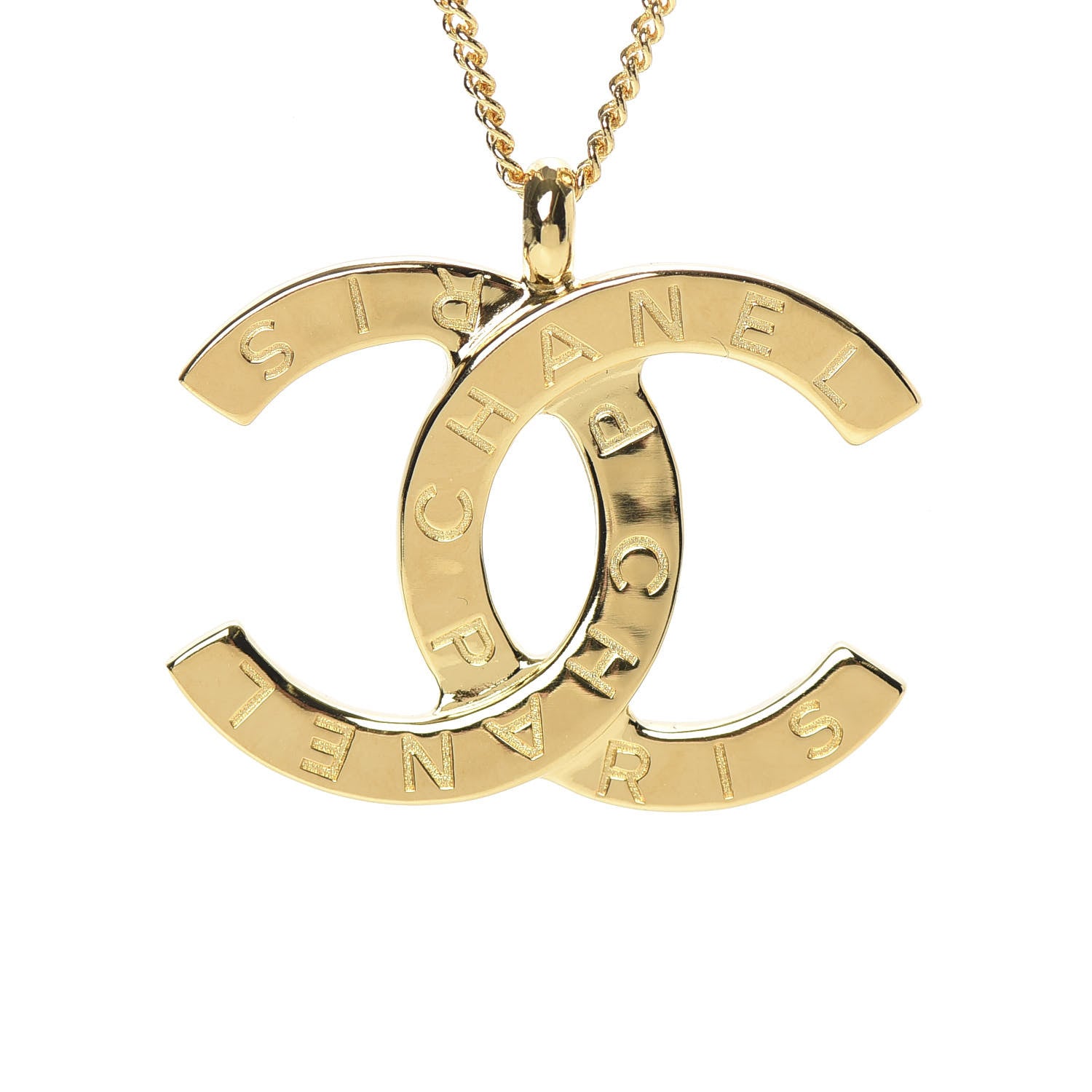Chanel Metal CC Paris Button Necklace Gold 4 of 6