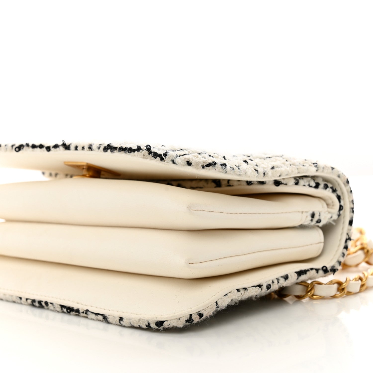 Chanel Tweed Lambskin Quilted Mini Top Handle Flap White Black 10 of 11