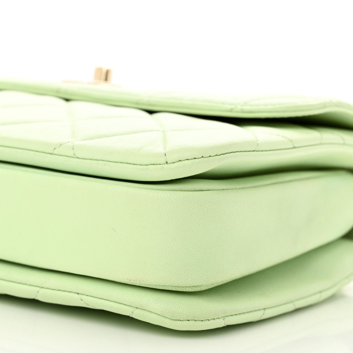 Lambskin Quilted Small Trendy CC Flap Dual Handle Bag Light Green