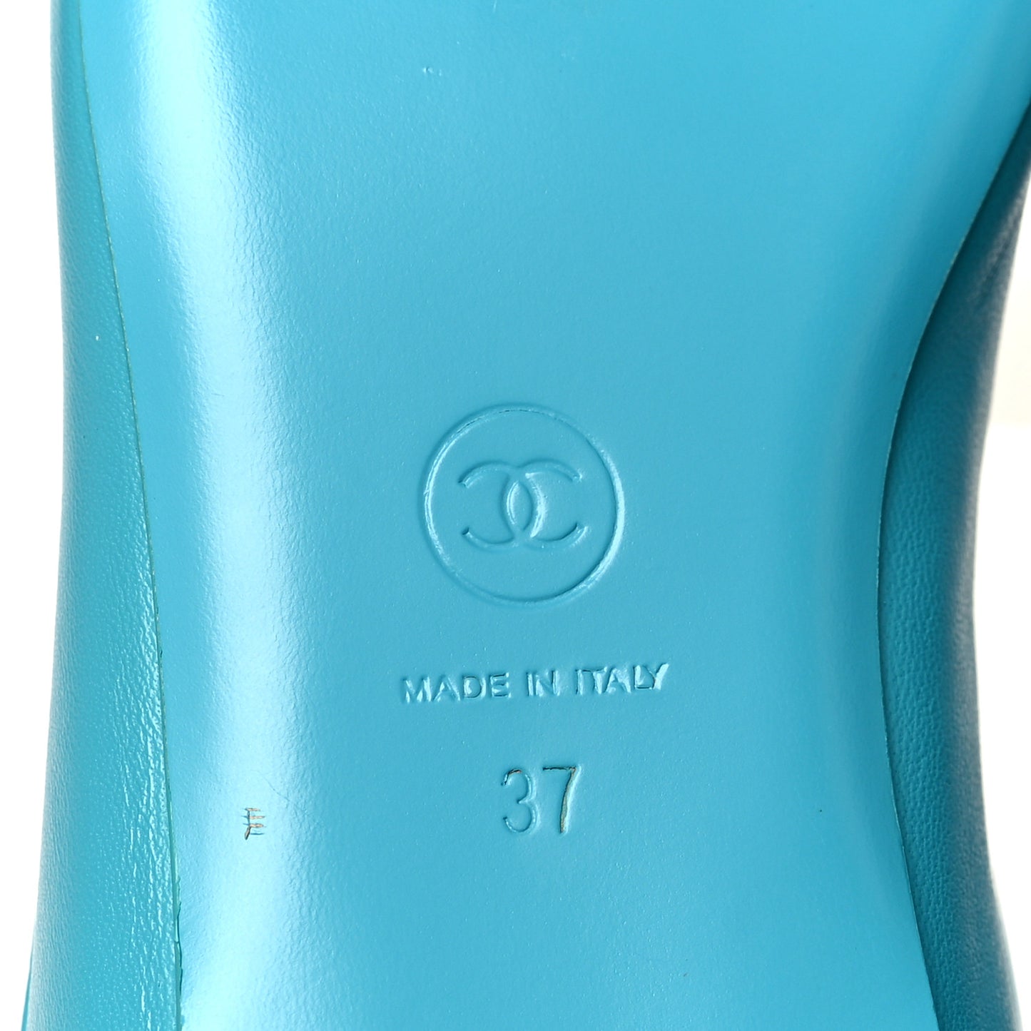 Lambskin Patent Calfskin Cap Toe Ankle Chain Ballerina Flats 37 Turquoise