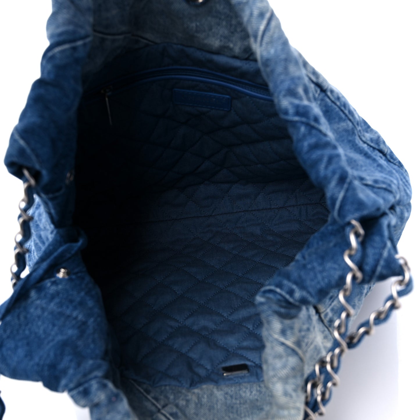 Denim Quilted Chanel 22 Blue