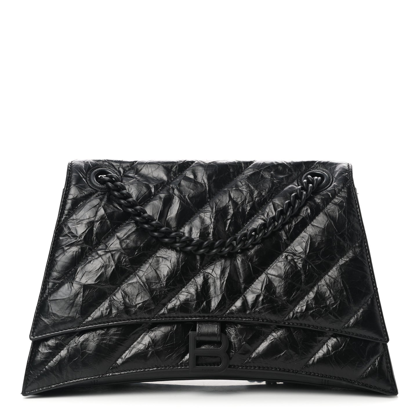 Crushed Calfskin Quilted Matte Black Hardware Medium Crush Chain Bag Black