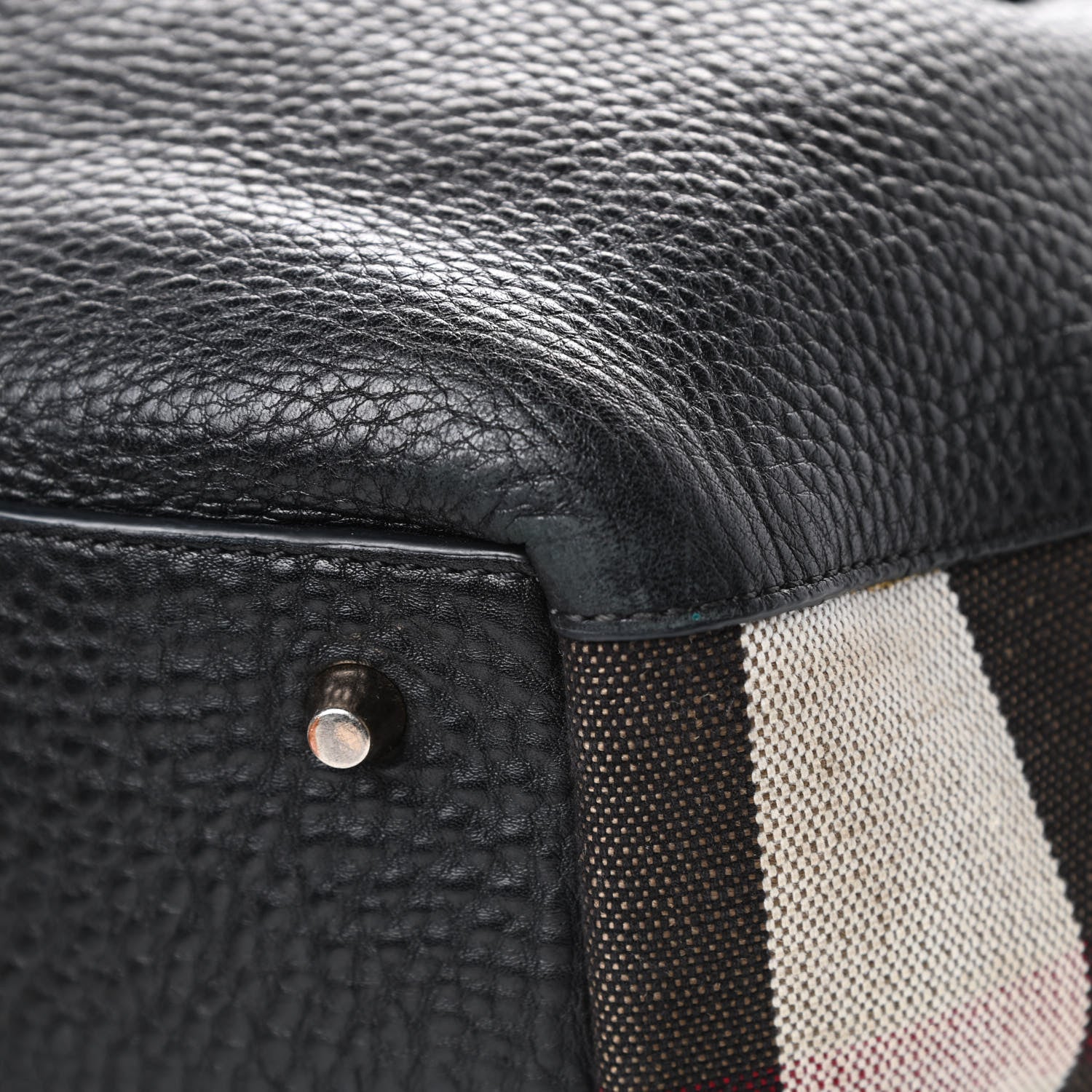 Burberry Grainy Calfskin House Check Medium Maidstone Black 12 of 15
