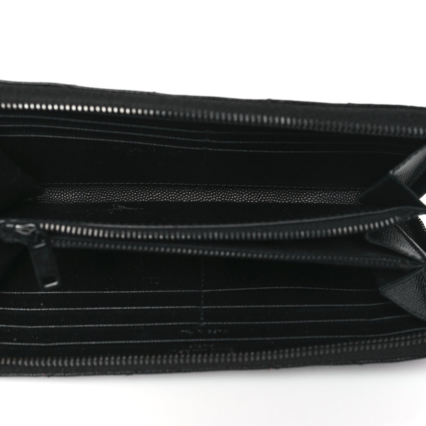 Grain De Poudre Matelasse Chevron Monogram Monochrome Zip Around Wallet Black