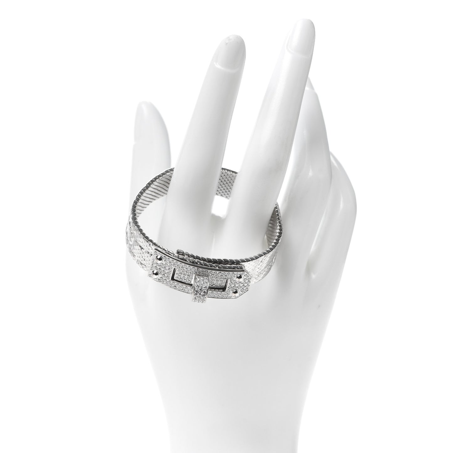 18K White Gold Diamond MM Kelly Milanese Bracelet SH