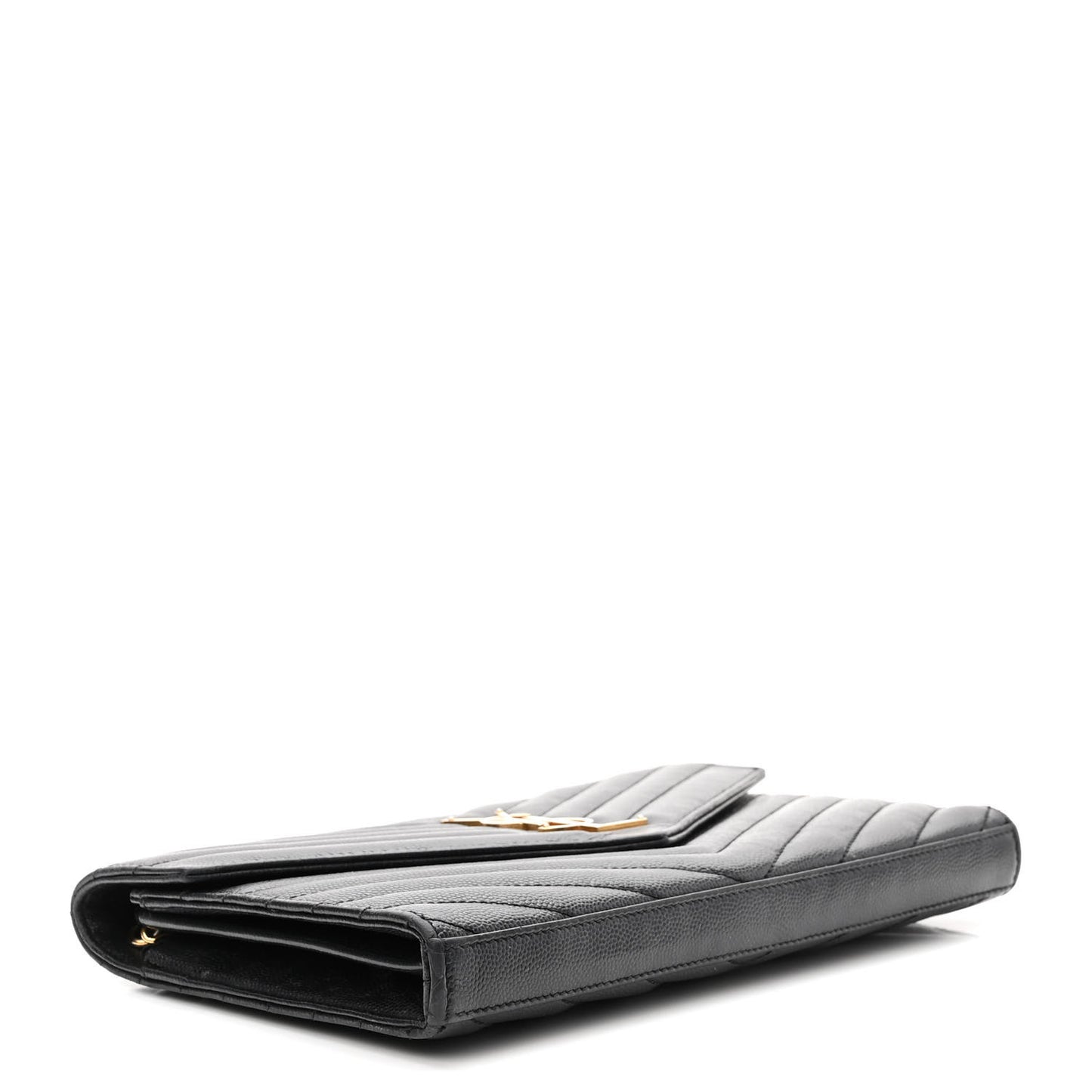 Grain De Poudre Matelasse Chevron Monogram Chain Wallet Black