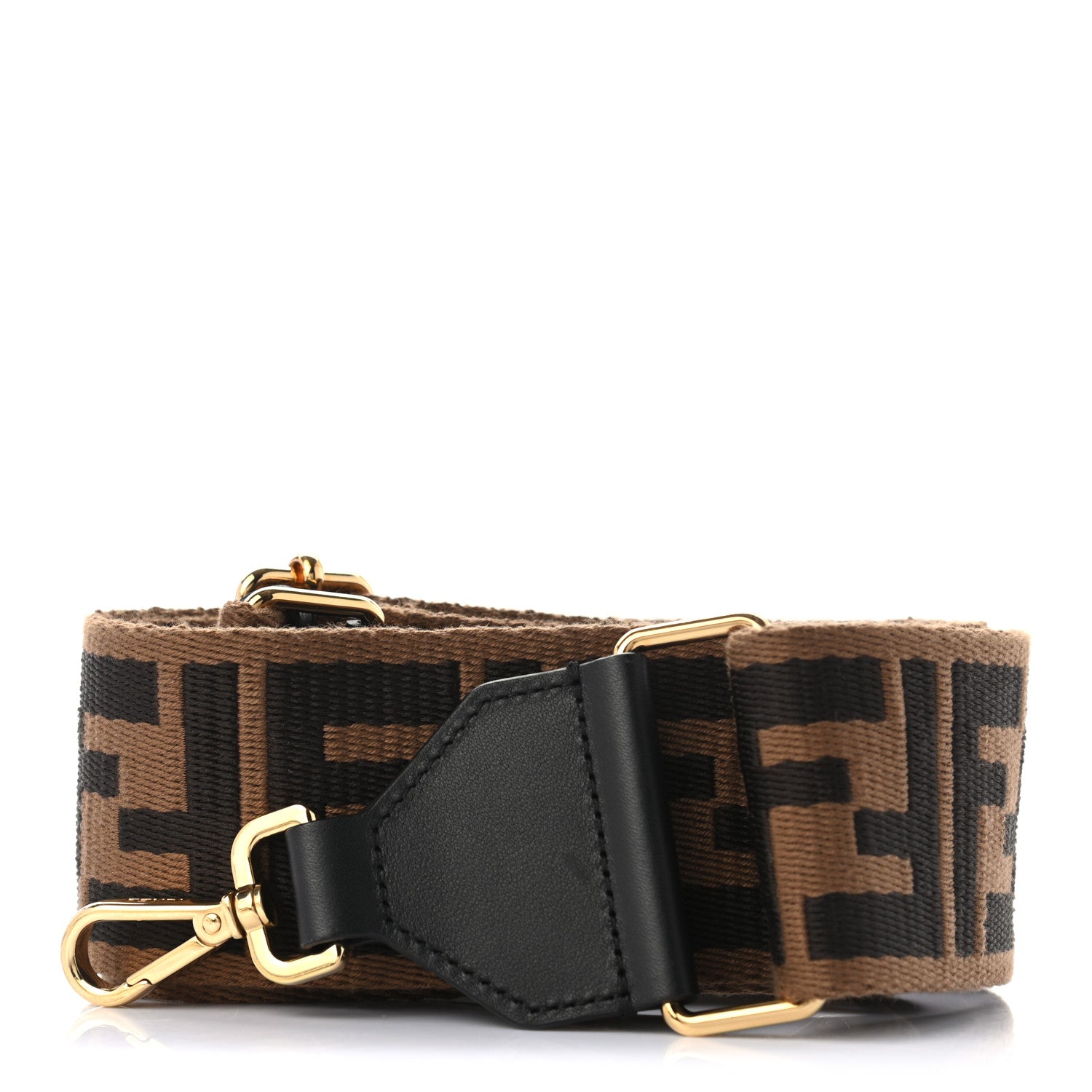 Fendi Ribbon Vitello Seta FF 1974 Adjustable Strap You Fango Marrone Black 1 of 5