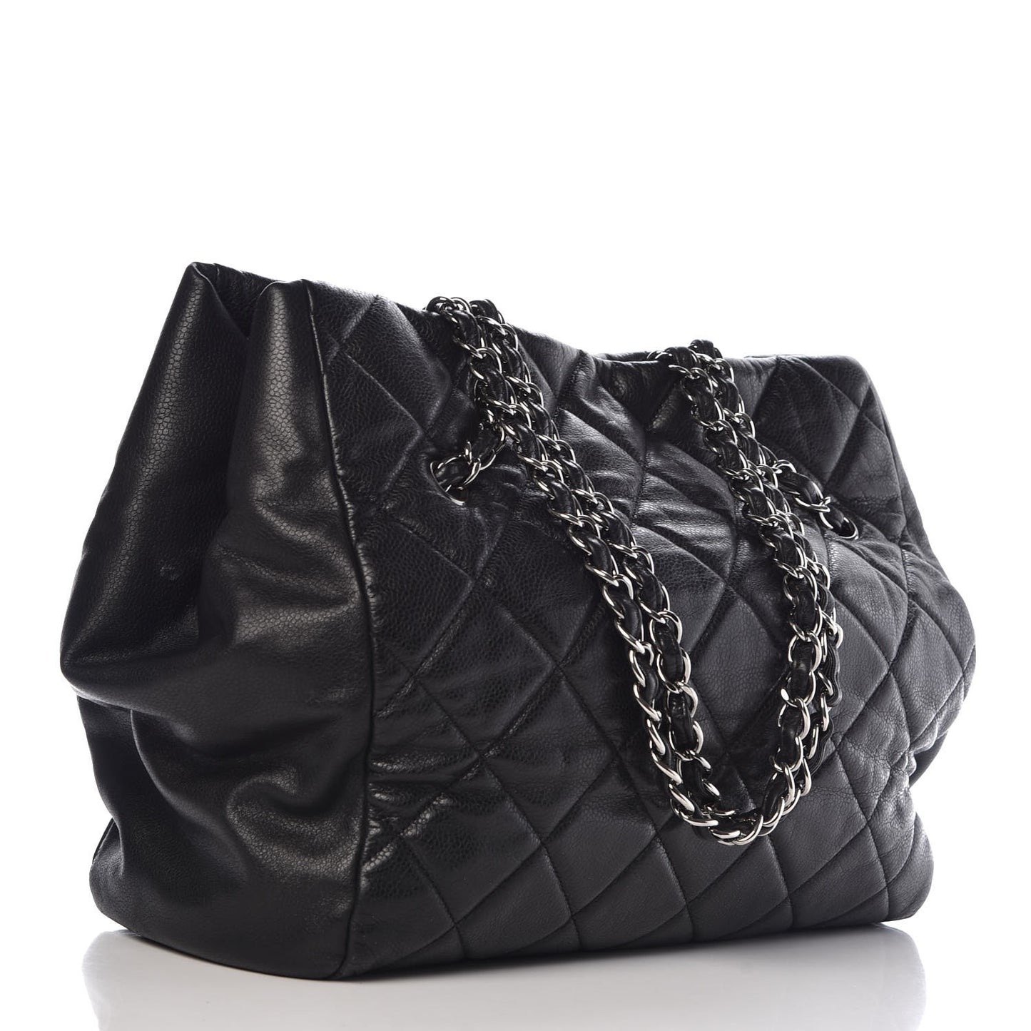 Soft Caviar Quilted Large Cells Tote Black