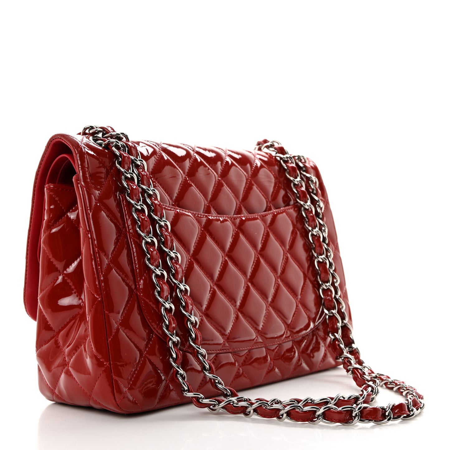 Patent Quilted Jumbo Double Flap Dark Red
