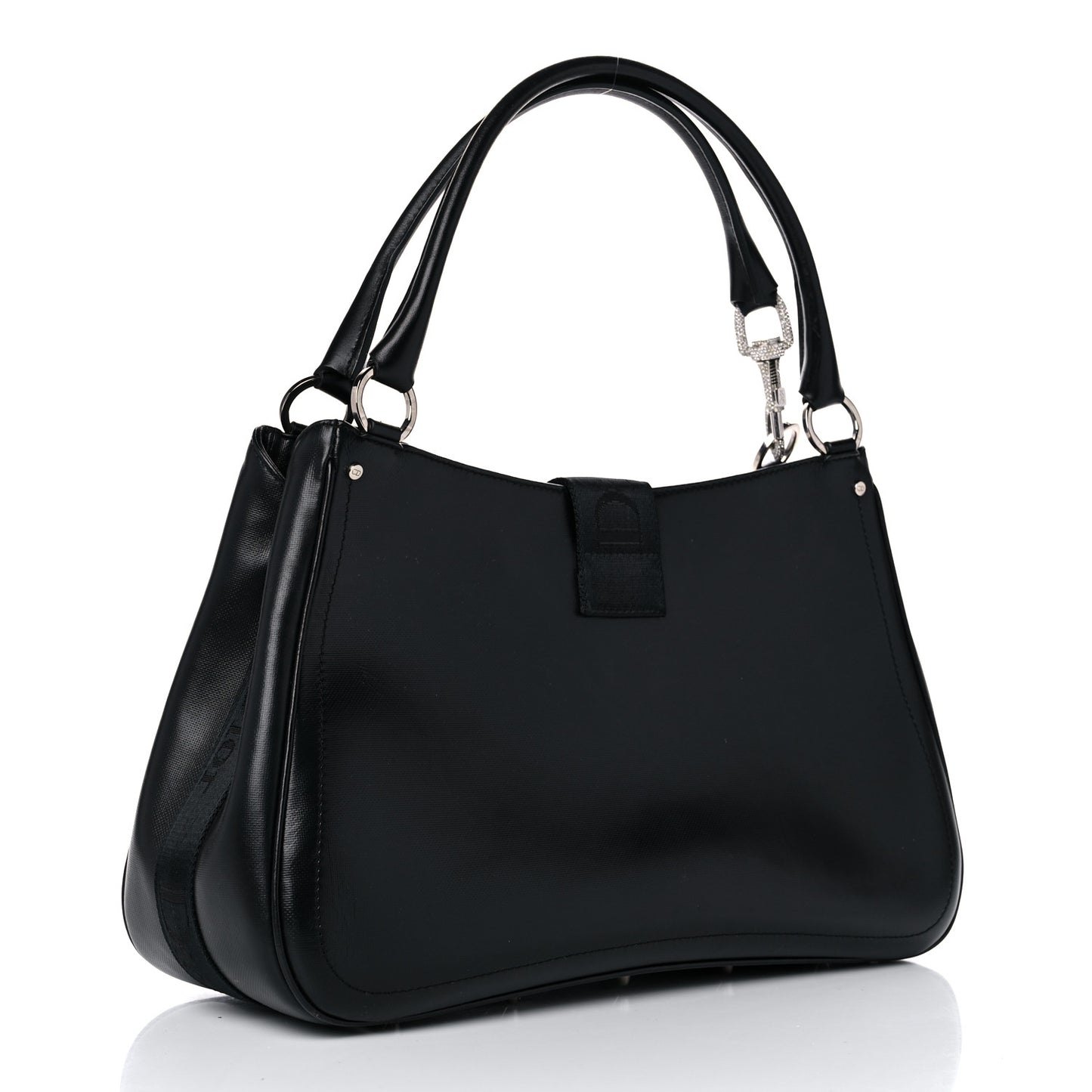 Coated Canvas Crystal Hardcore Shoulder Bag Black