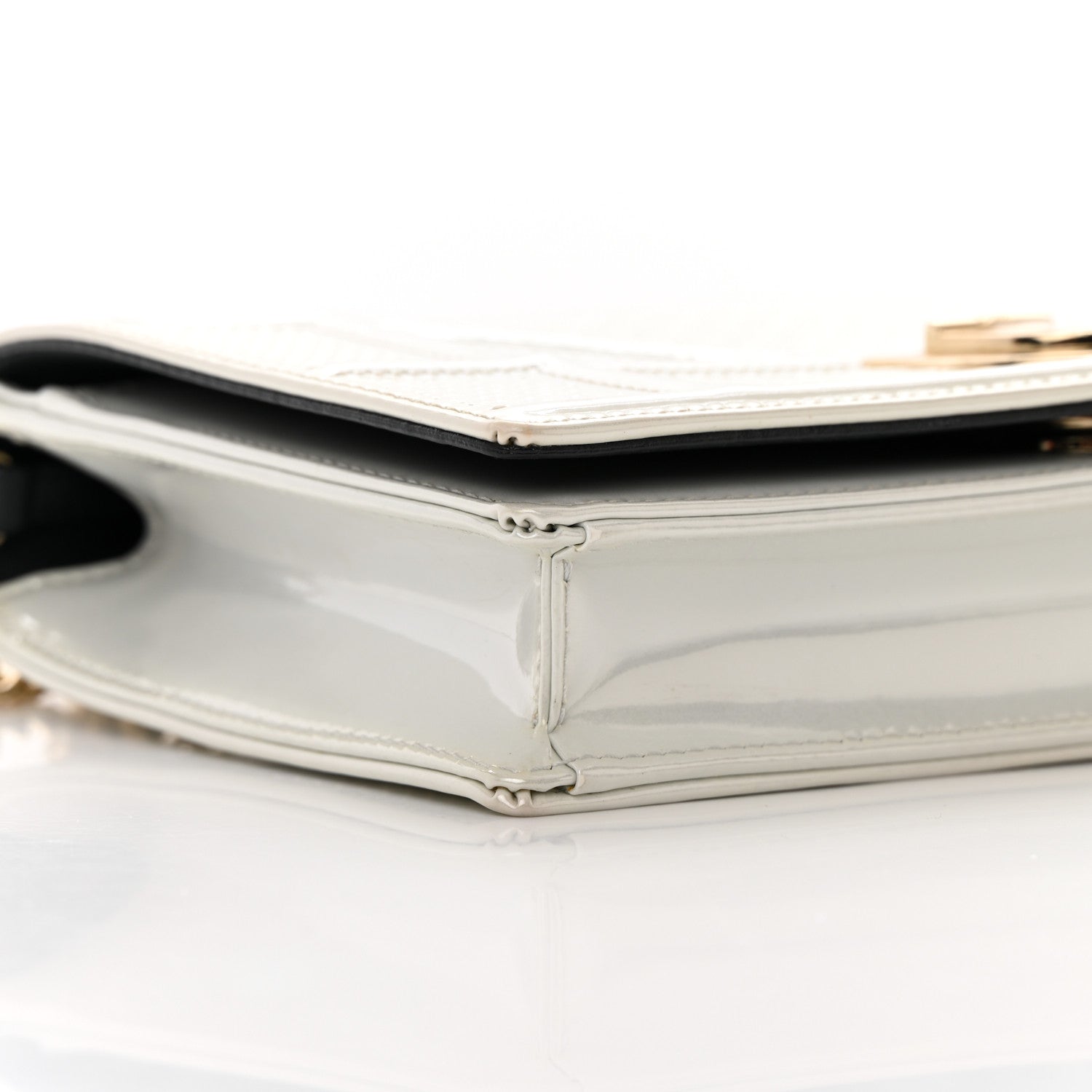 Christian Dior Patent Micro-Cannage Diorama Wallet on Chain Pouch White 10 of 16