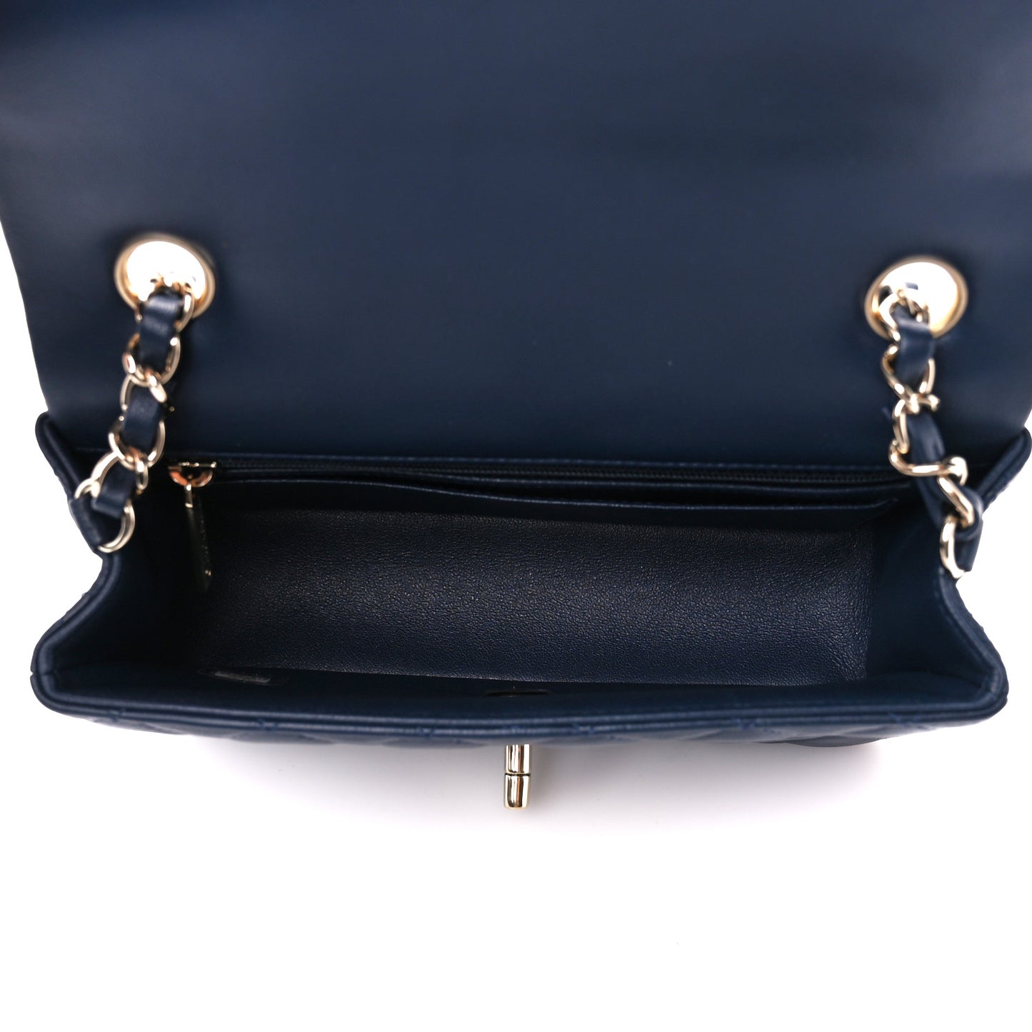 Lambskin Quilted Mini Rectangular Flap Navy