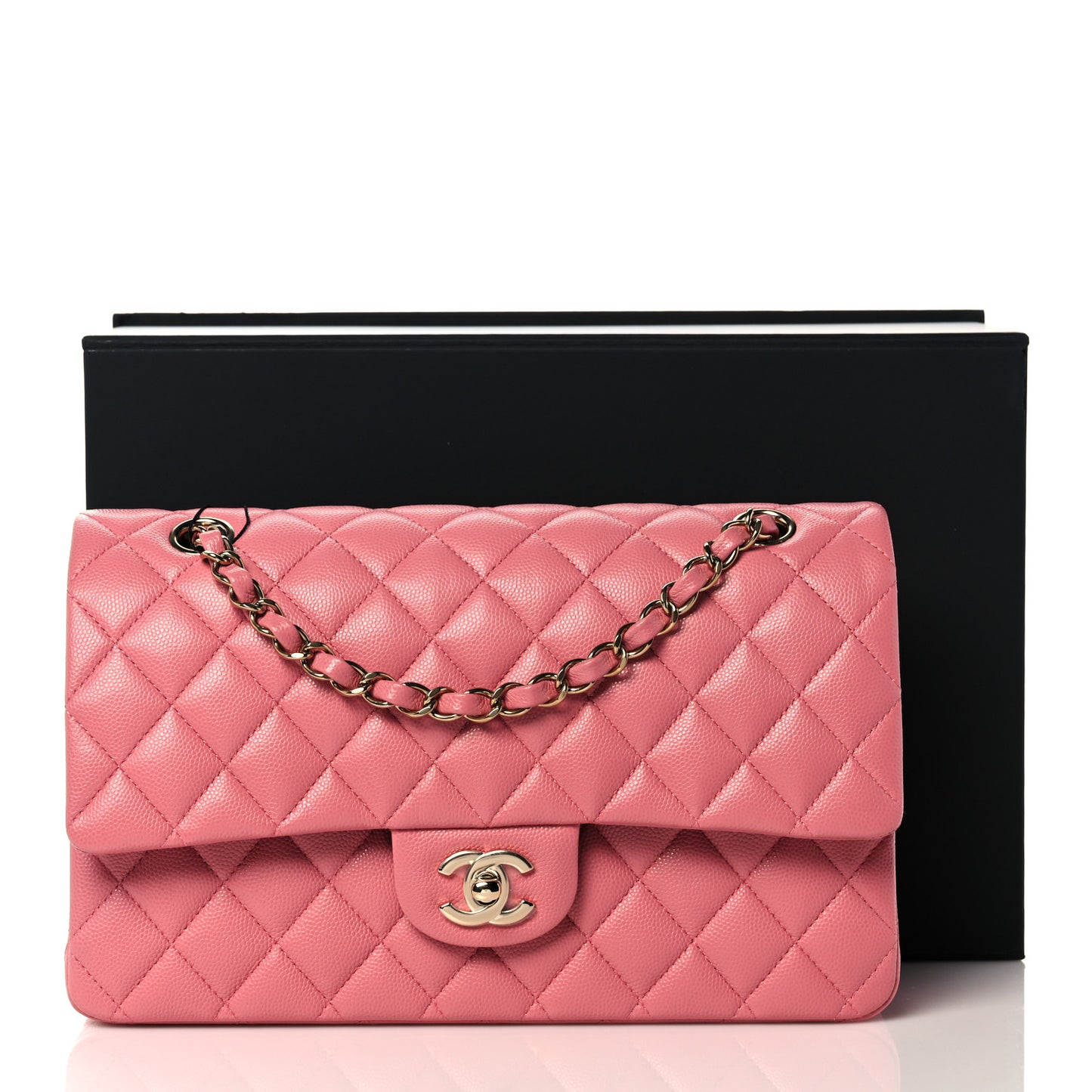 Caviar Quilted Medium Double Flap Dark Pink