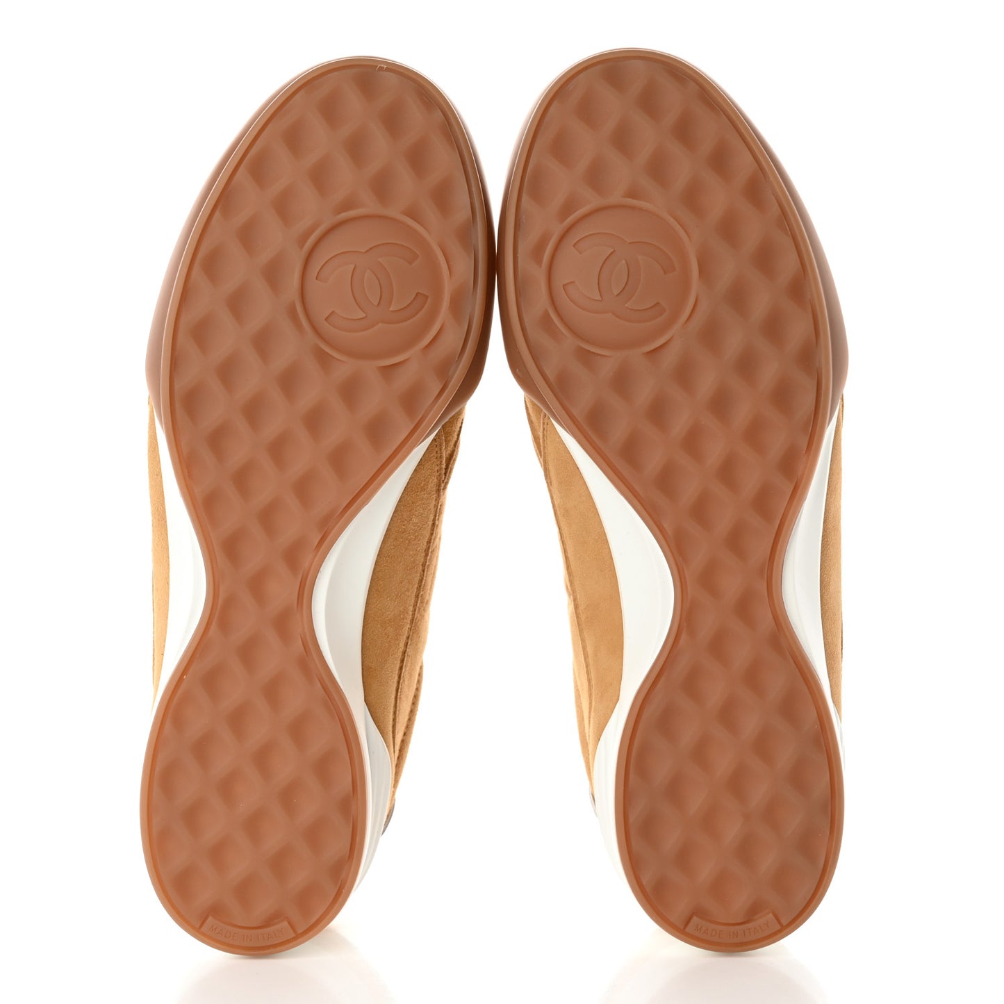 Suede Kidskin Quilted Sneakers 39 Dark Beige