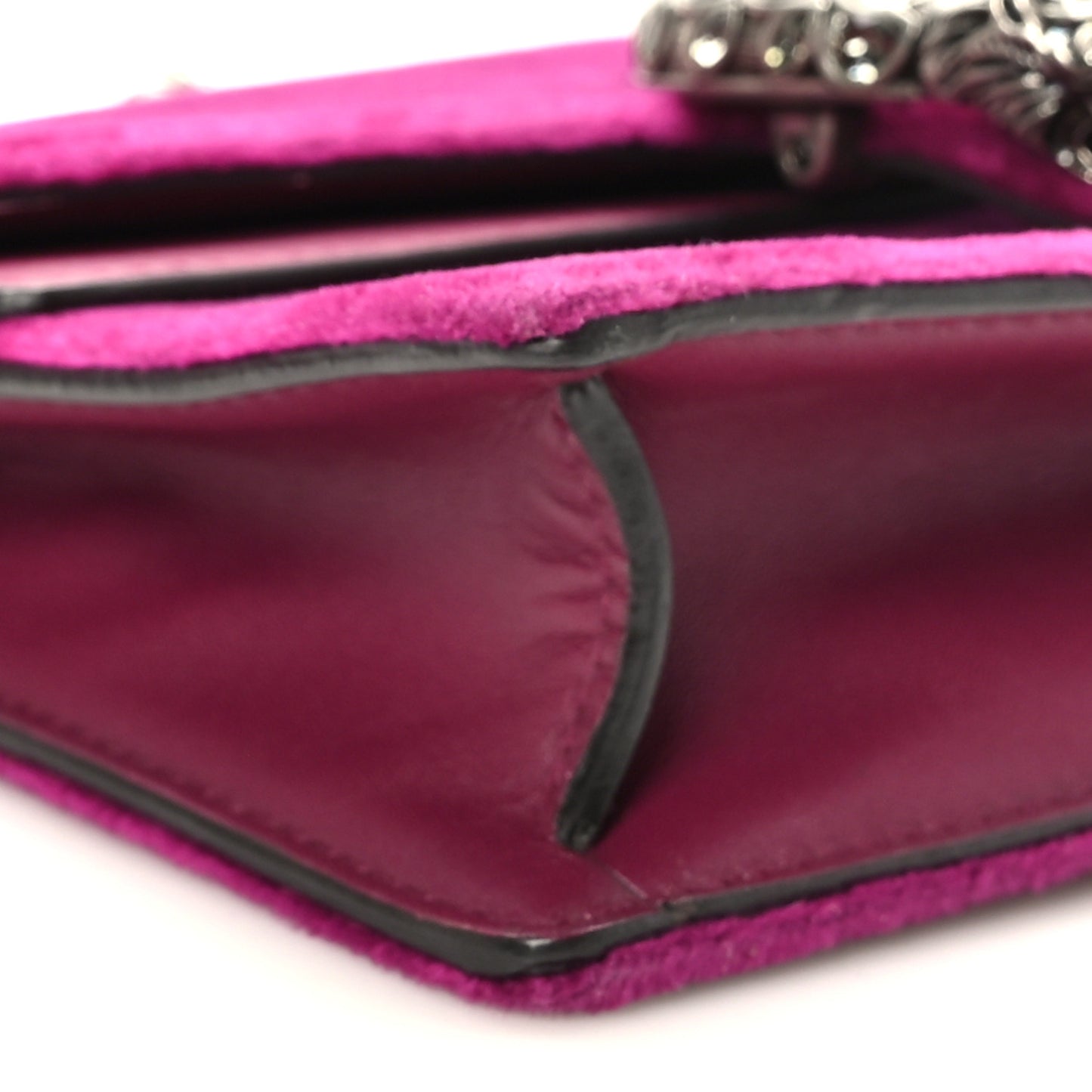 Velvet Super Mini Dionysus Shoulder Bag Fuchsia Violet Cyclamen