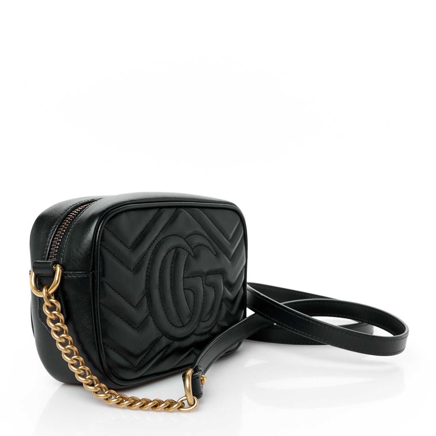 Calfskin Matelasse Mini GG Marmont Chain Shoulder Bag Black