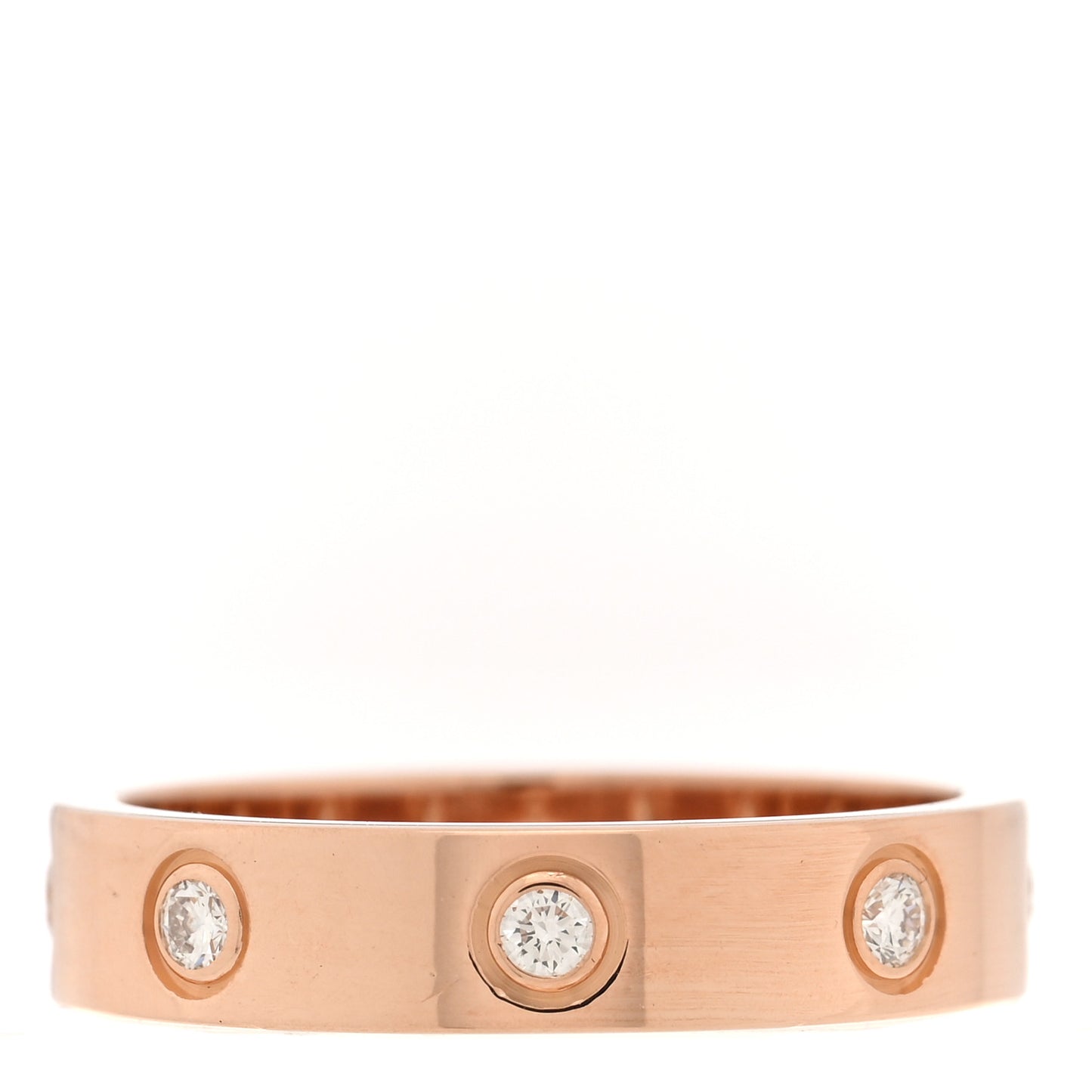18K Pink Gold 8 Diamond 4mm LOVE Wedding Band Ring 51 5.75