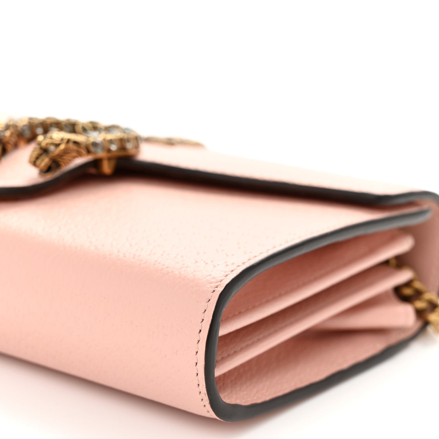 Gucci Dollar Calfskin Crystal Garden Dionysus Chain Wallet Pink 10 of 11