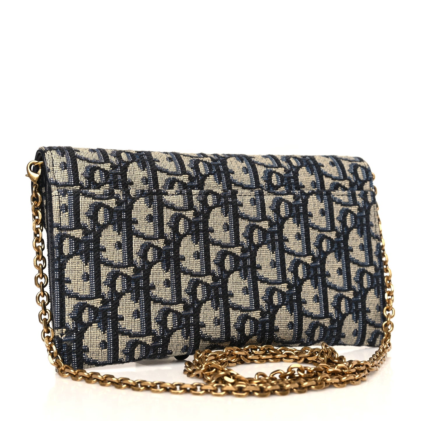 Oblique Saddle Chain Long Wallet Blue