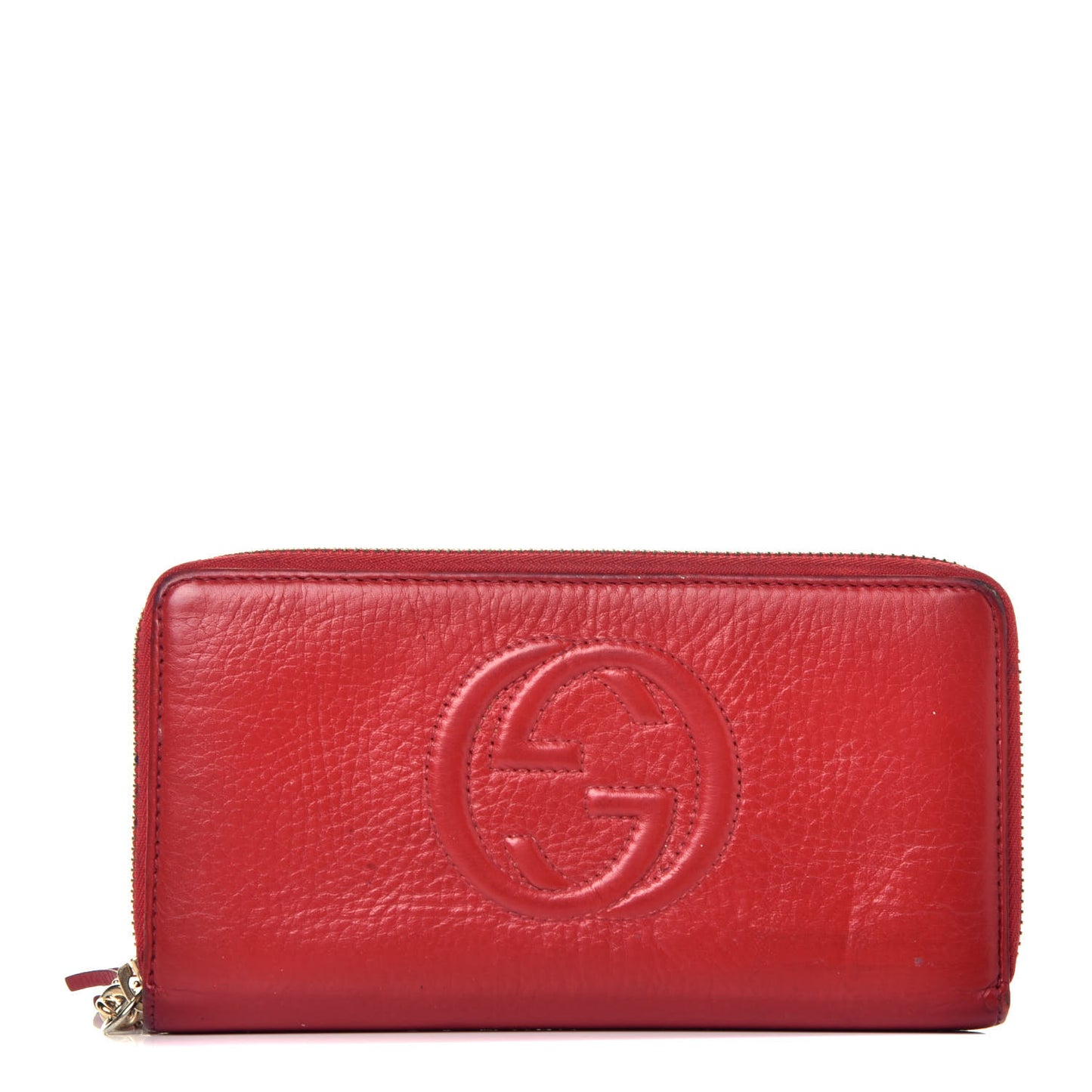 Pebbled Calfskin Soho Zip Around Wallet Red